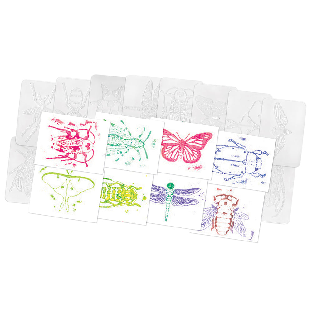 16-Piece Insect Rubbing Plates Set and Sample Artwork