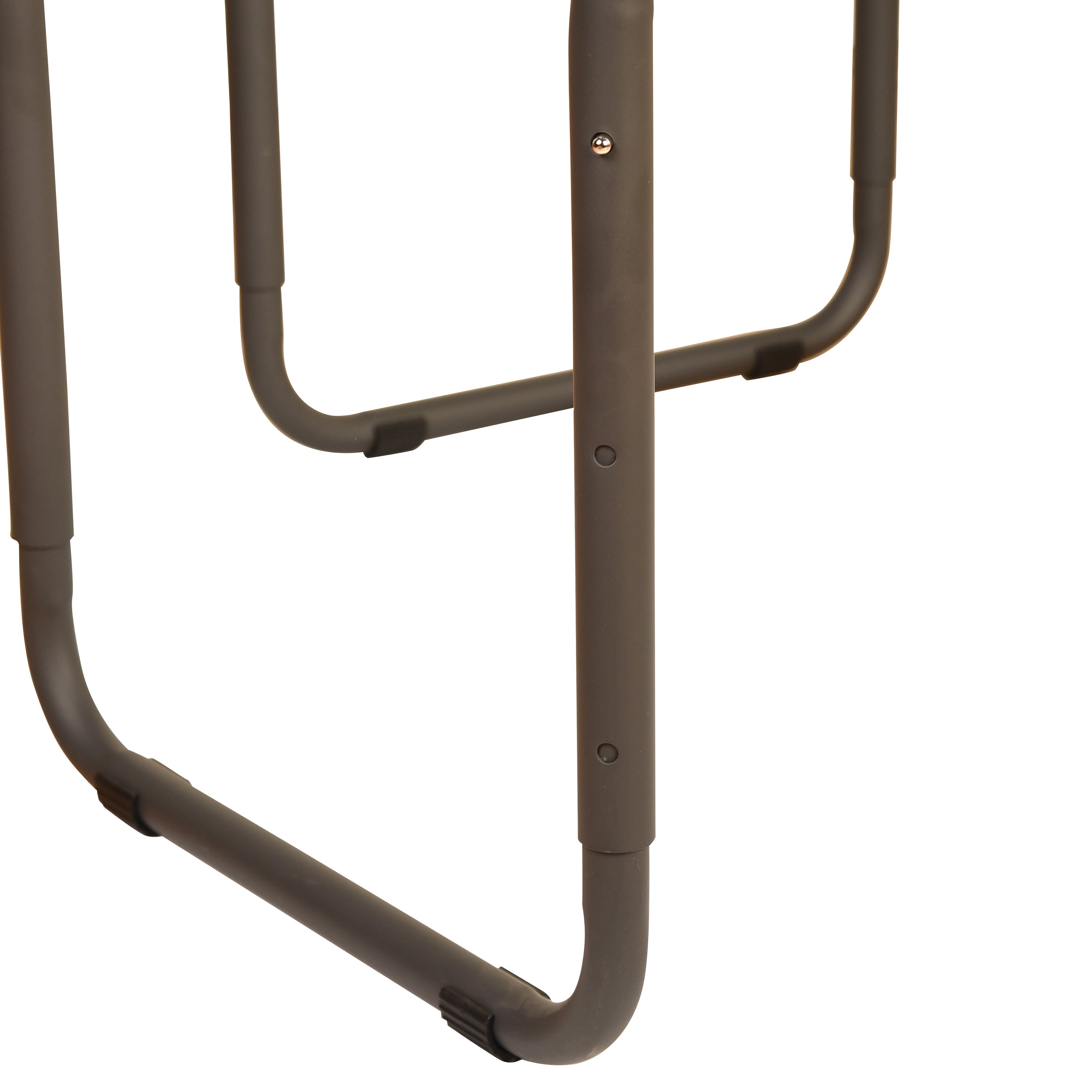 Close-up of a metal frame on a white background