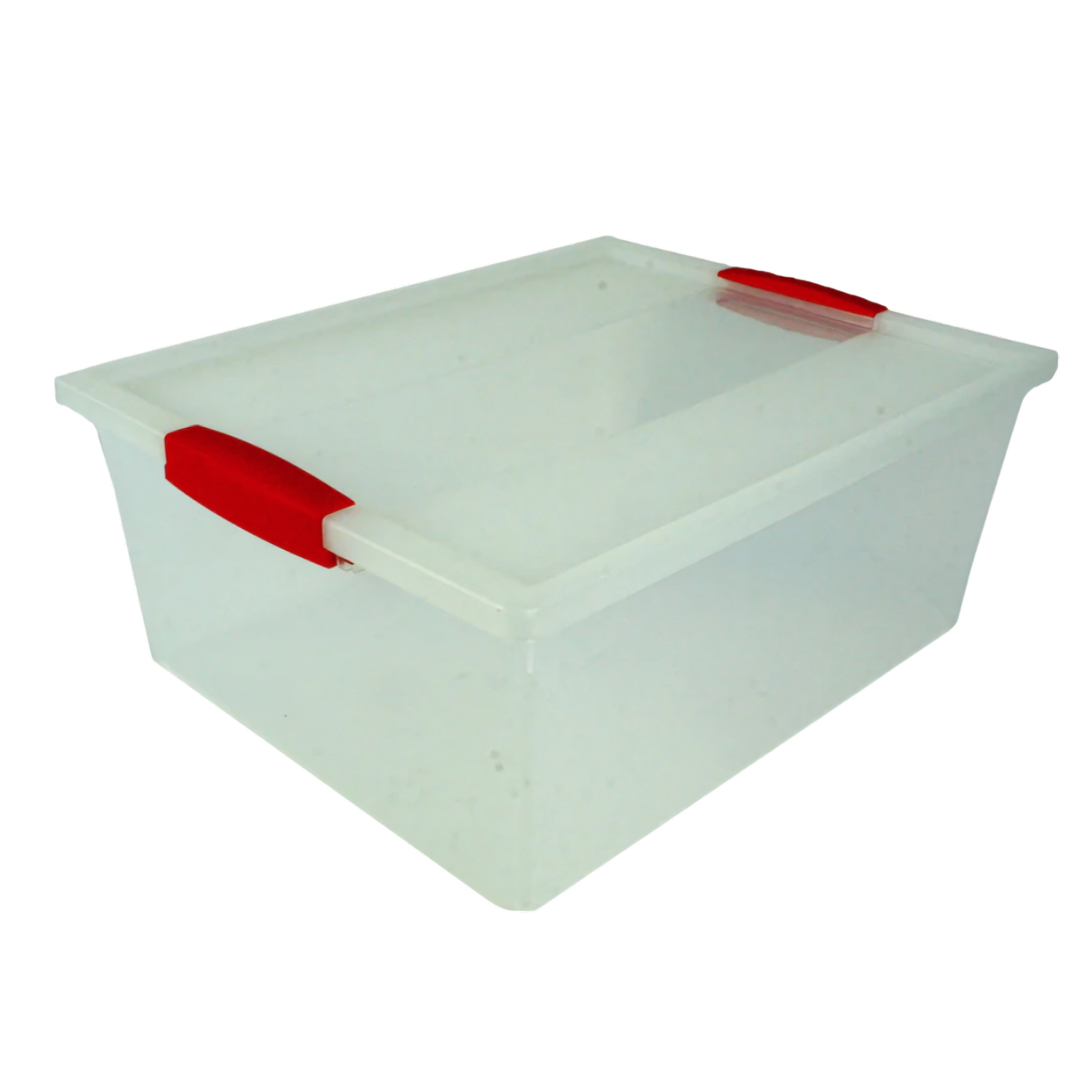Snap Handle Storage Tote with Latching Lid – Stackable Plastic Organizer Bin for Home, Classroom, Office, Toys, Crafts – 14.25" x 11.5" x 5.75"