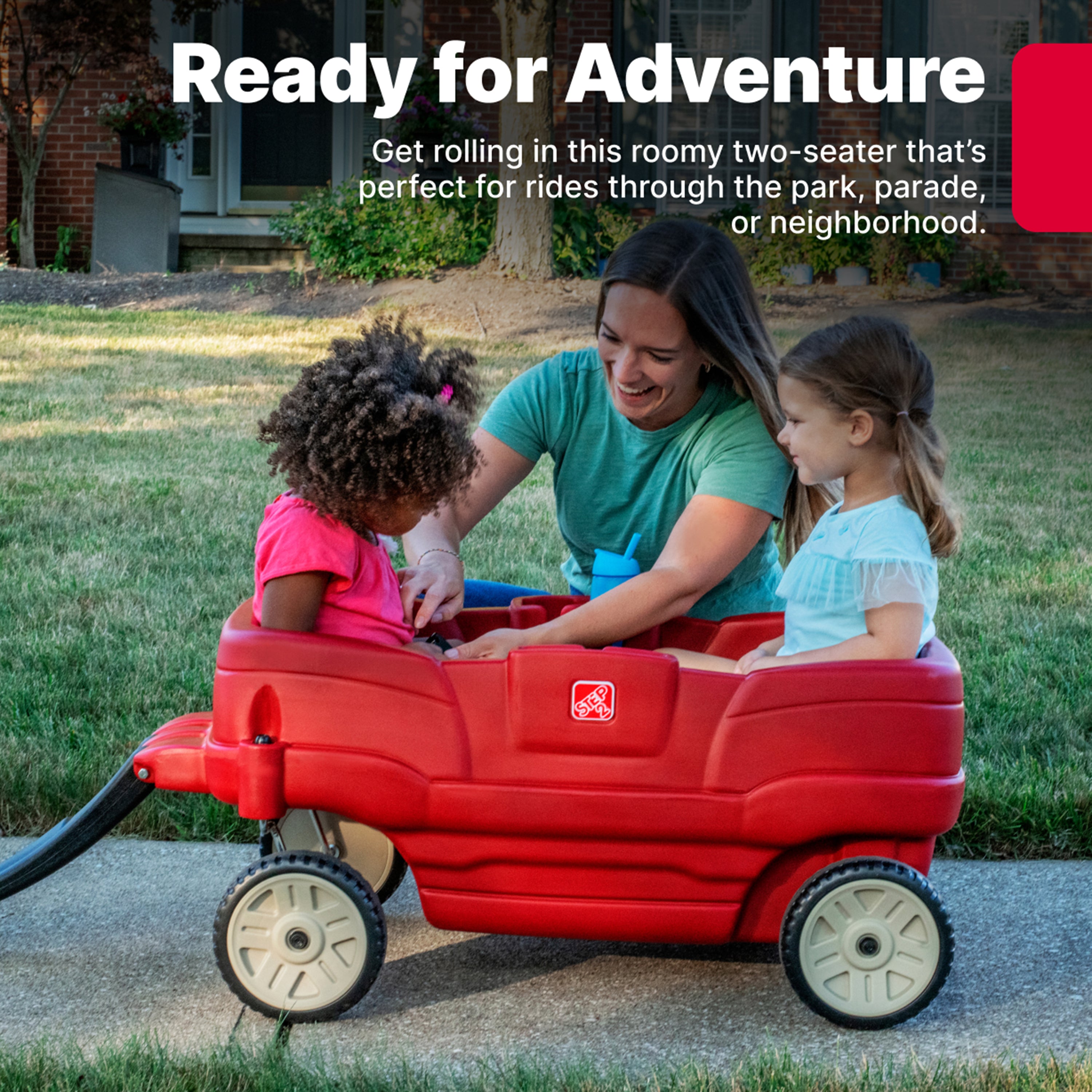 Step2 Rumble Wagon™ | Sturdy 2-Seater Toddler Ride-On Wagon with Safety Seatbelts & Storage