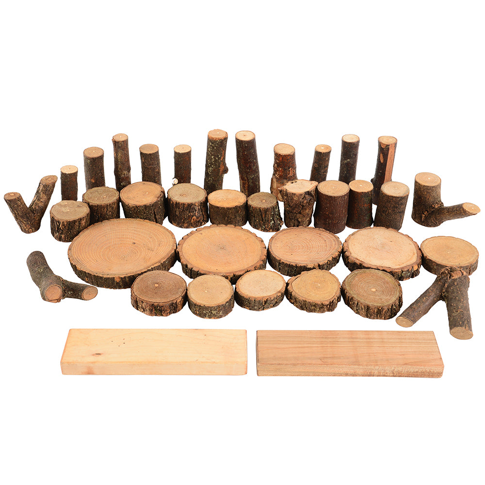 36 Piece Tree Blocks with Bark Set