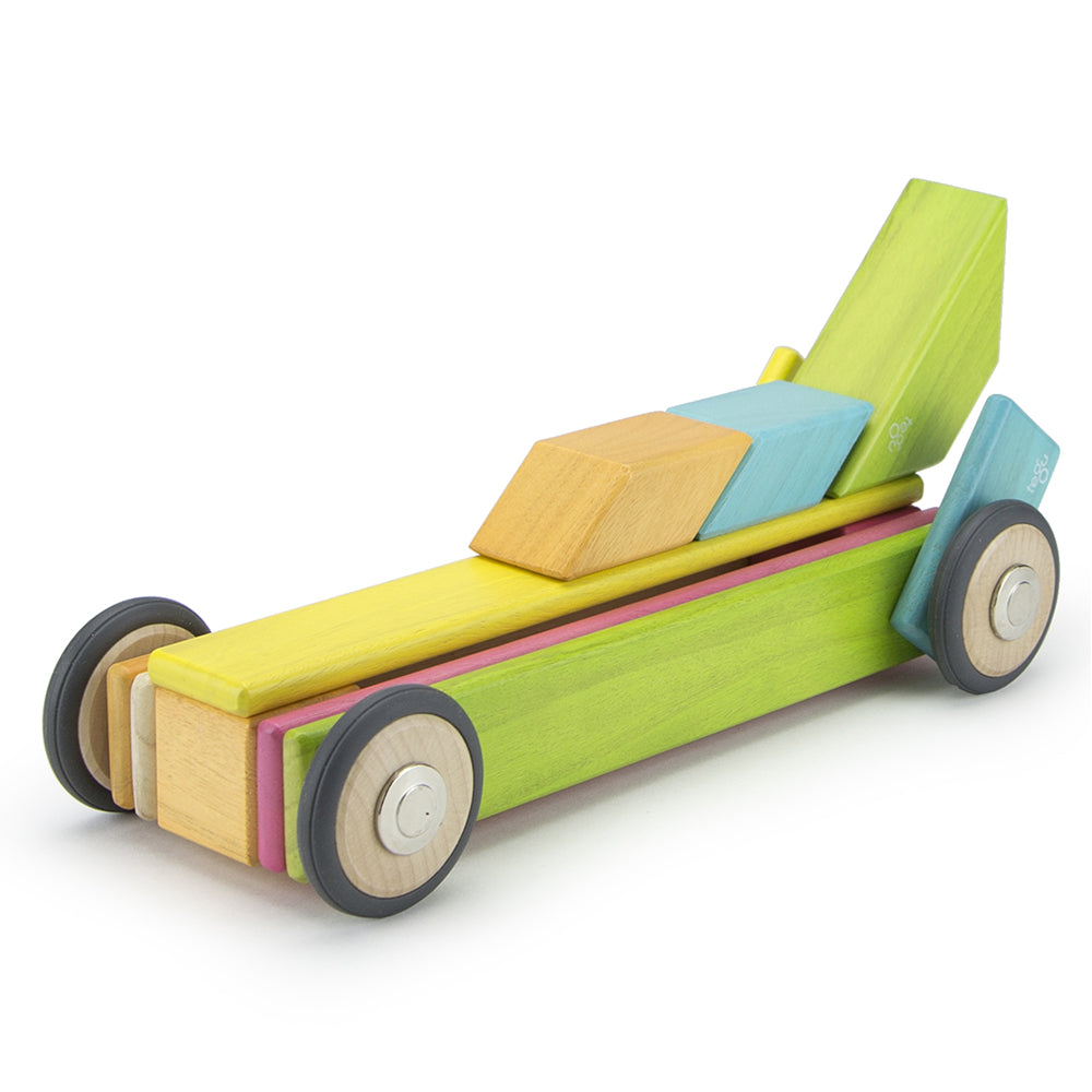 Magnetic Wooden Building Blocks in shape of a car