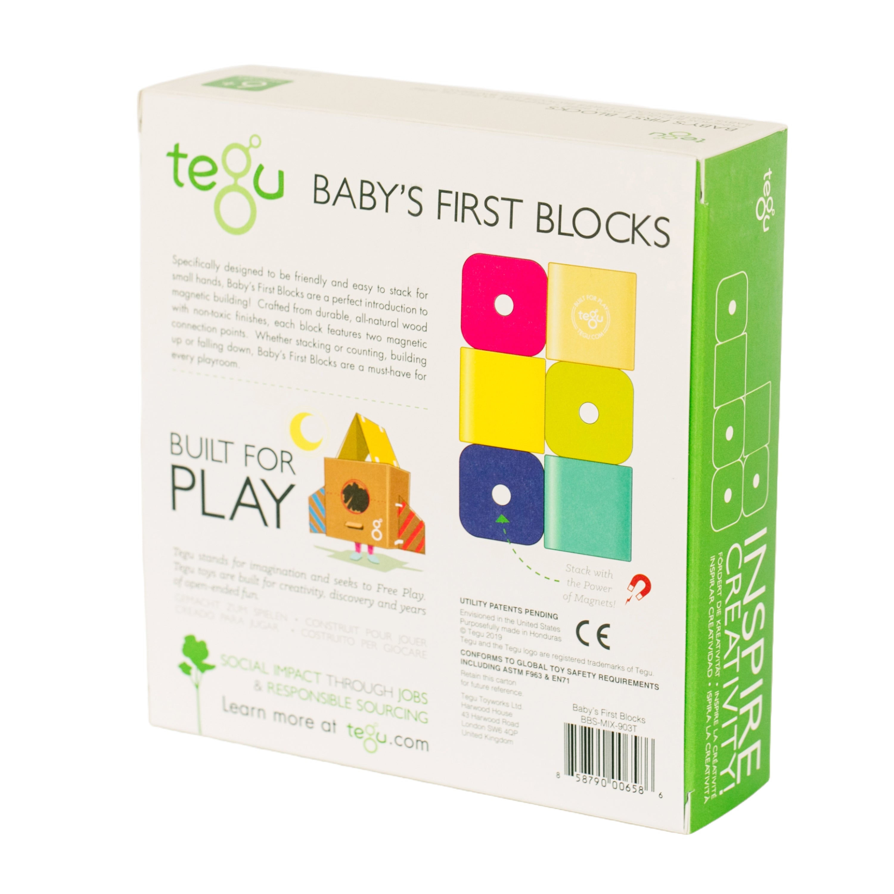 Tegu Baby's First Blocks packaging on a white background