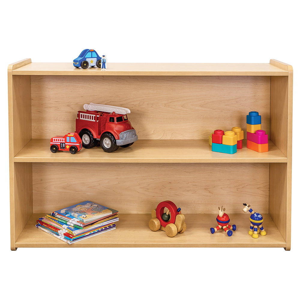 Maple-Toned Preschool Storage Shelf for Toys and Books