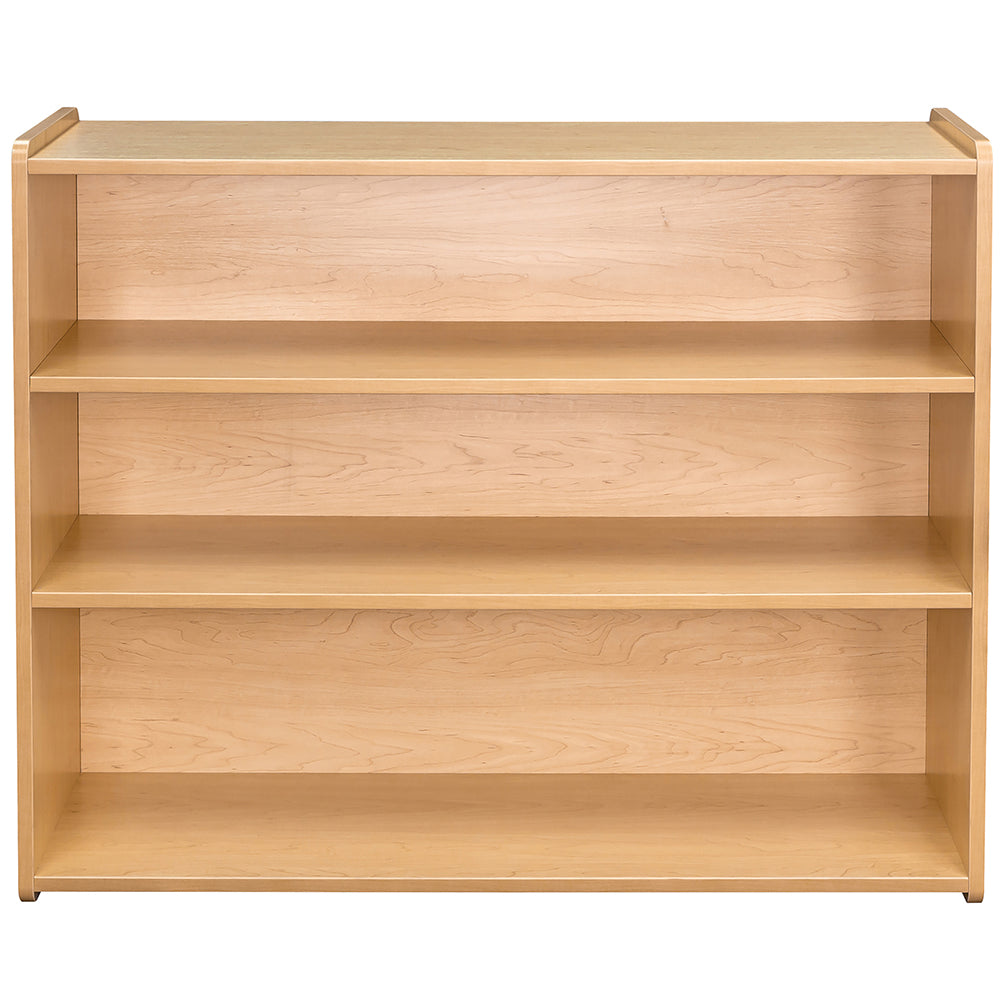 Maple-Toned Classroom Tall Storage Shelf with 3 Fixed Shelves