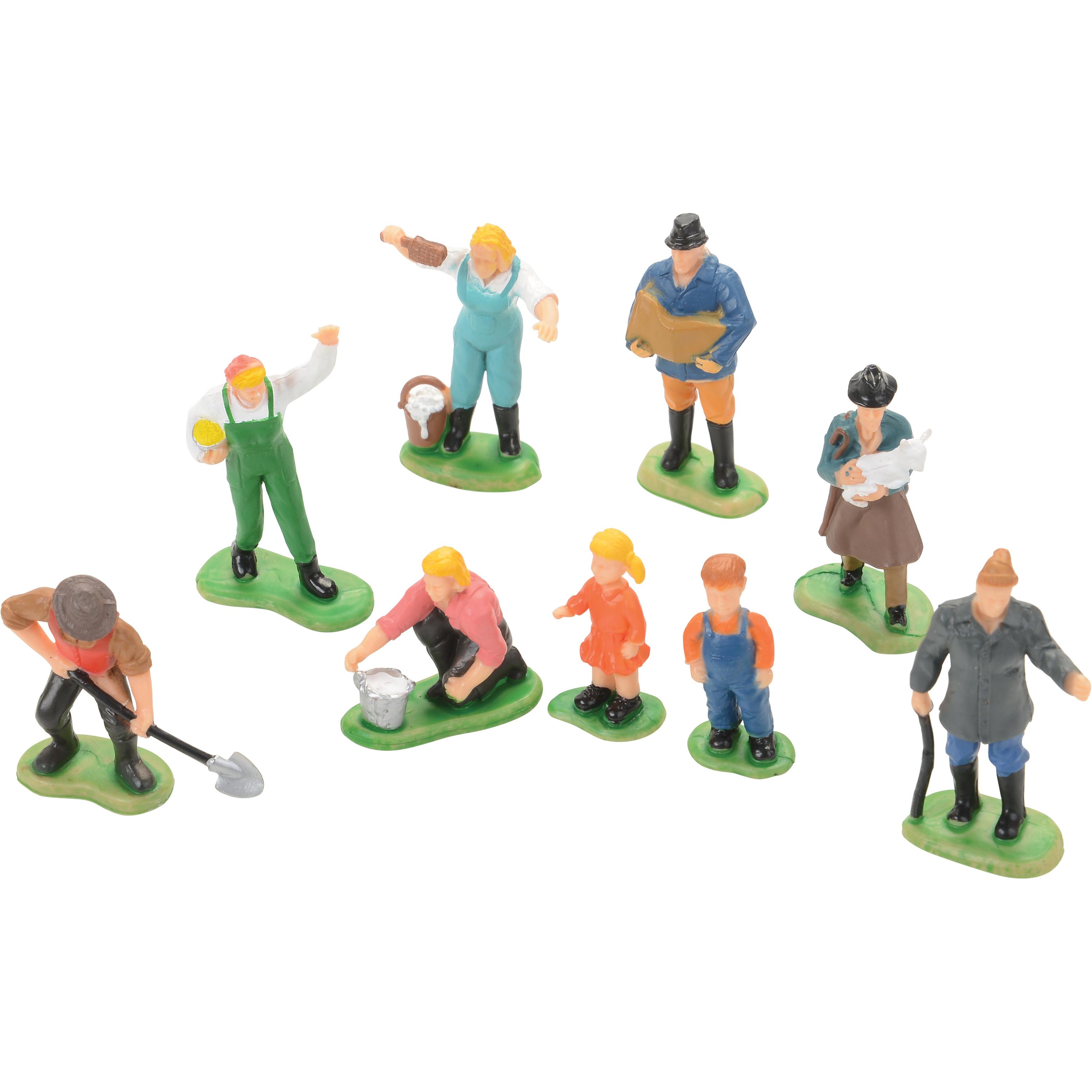 Set of miniature figurines depicting various workers on a white background