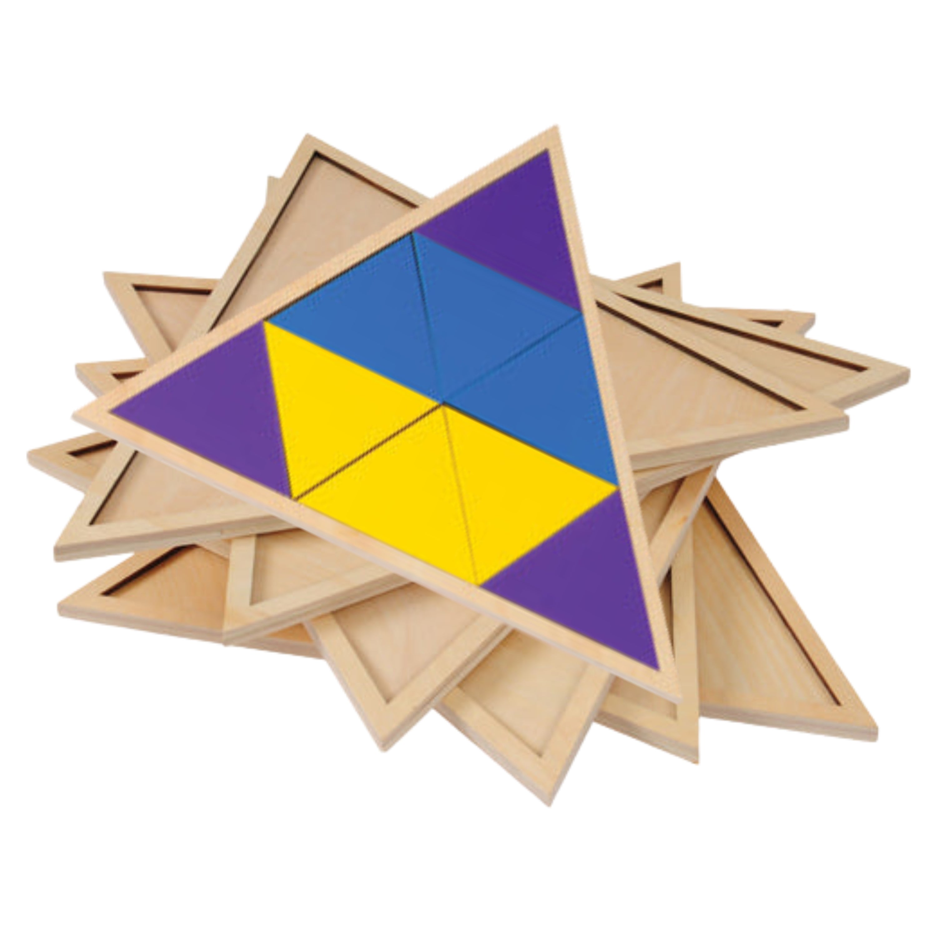 Wooden Geometry Puzzle Set – Tryangle Triangle Matching Game for Kids, STEM Shape Pattern Blocks with Cards, Ages 4+