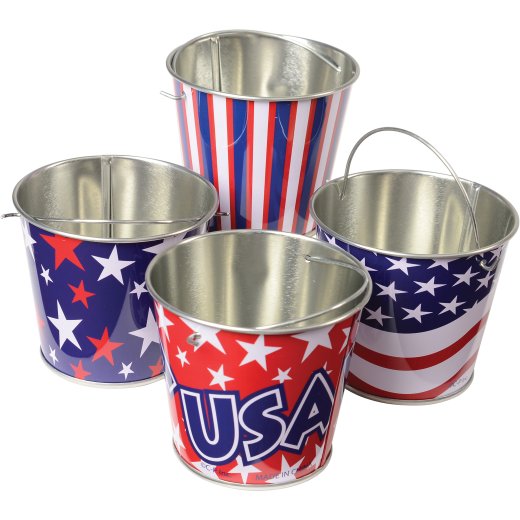 Patriotic Metal Buckets – Set of 12