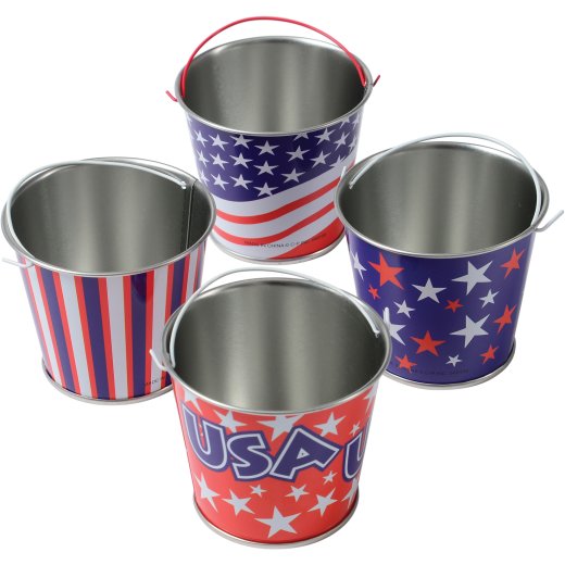 Patriotic Metal Buckets – Set of 12