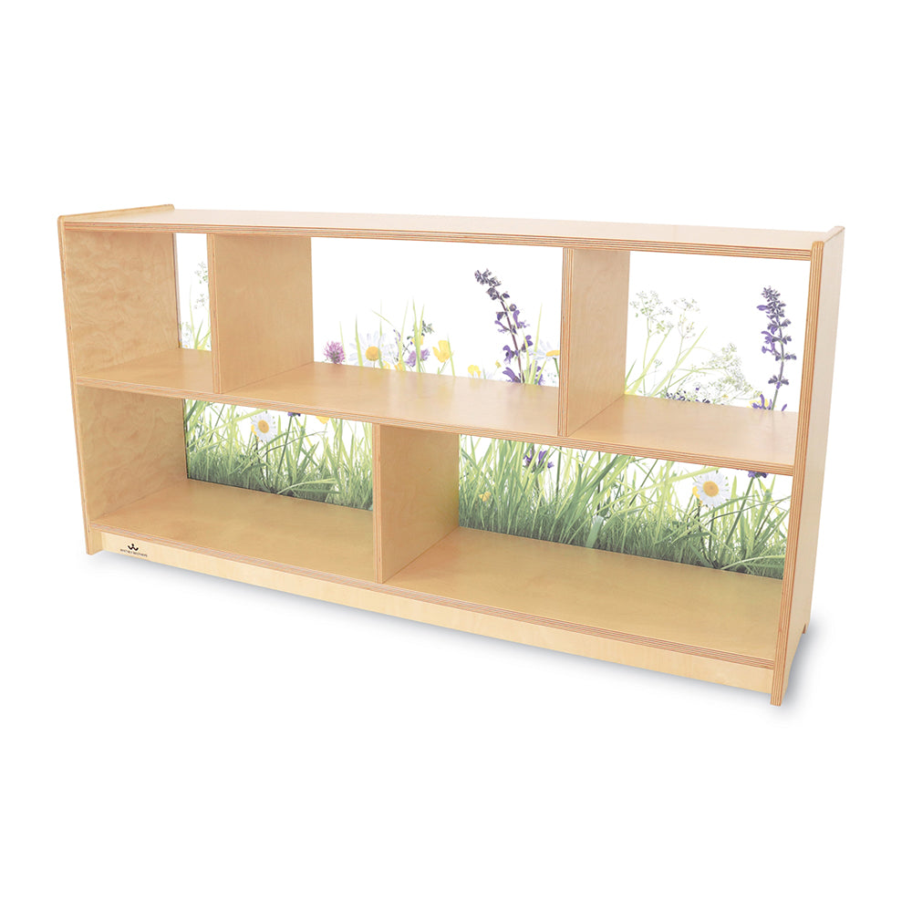 Nature View Acrylic Back Storage Cabinet 24-inch Height | Toddler-Safe, Nature-I WB-0247DS