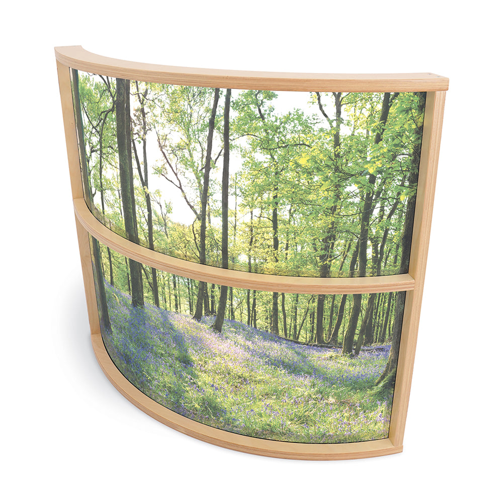 Nature View 36" Curved Acrylic Room Divider | Woodland Classroom Partition
