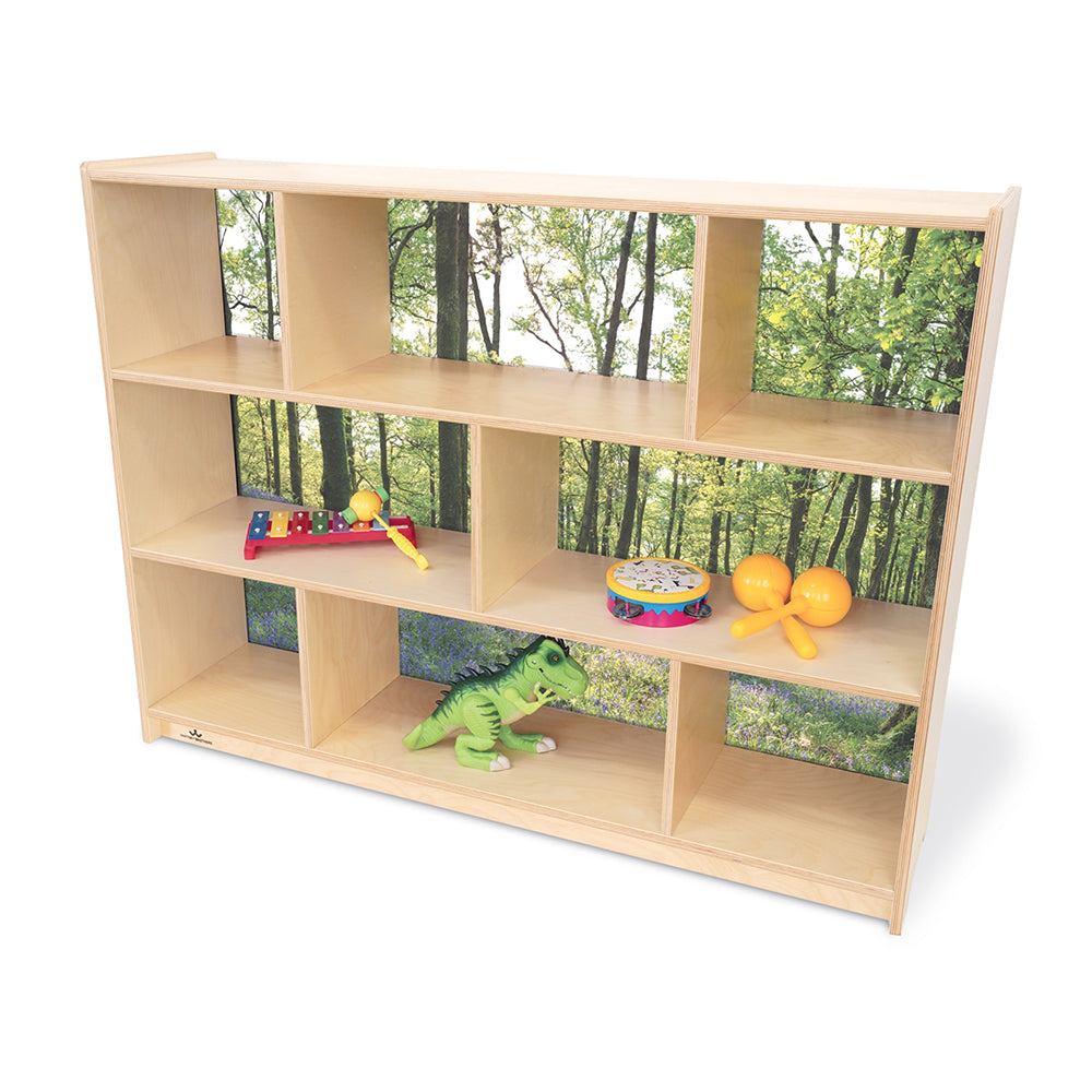 Nature View 36" Serenity Storage Cabinet | Woodland Acrylic Back Classroom Shelves