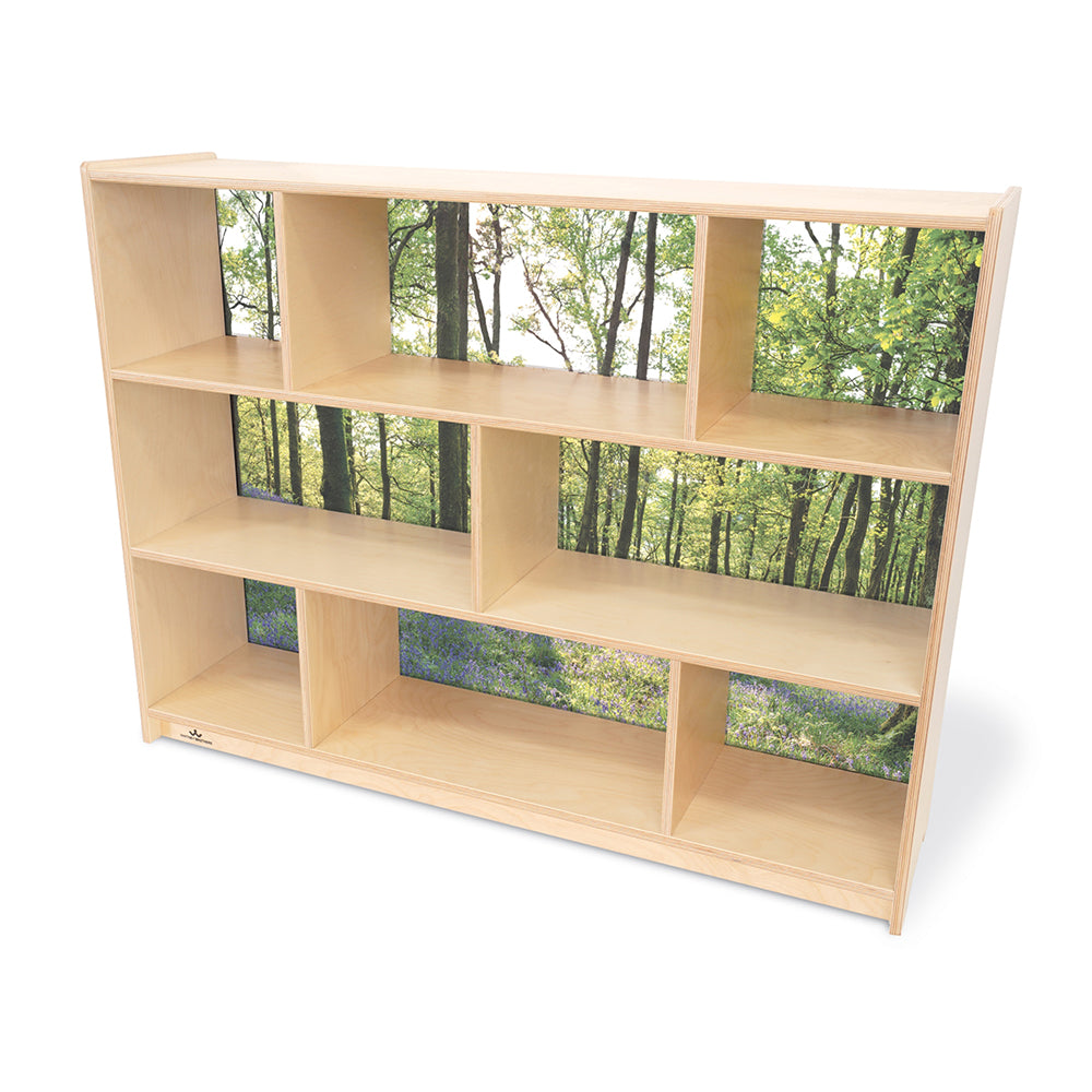 Nature View 36" Serenity Storage Cabinet | Woodland Acrylic Back Classroom Shelves