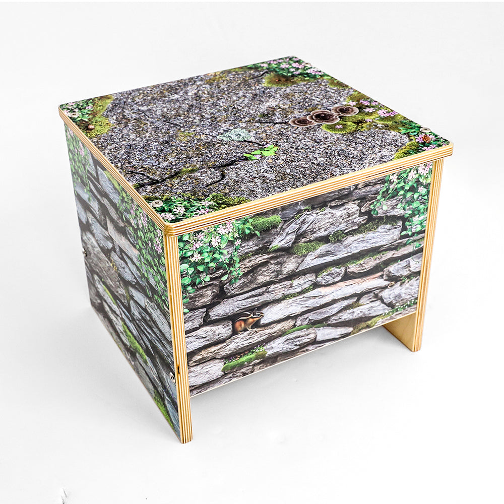 Nature View Stone Wall Bench 12” Seat Height | Biophilic Classroom Seating for R WB-0765DS