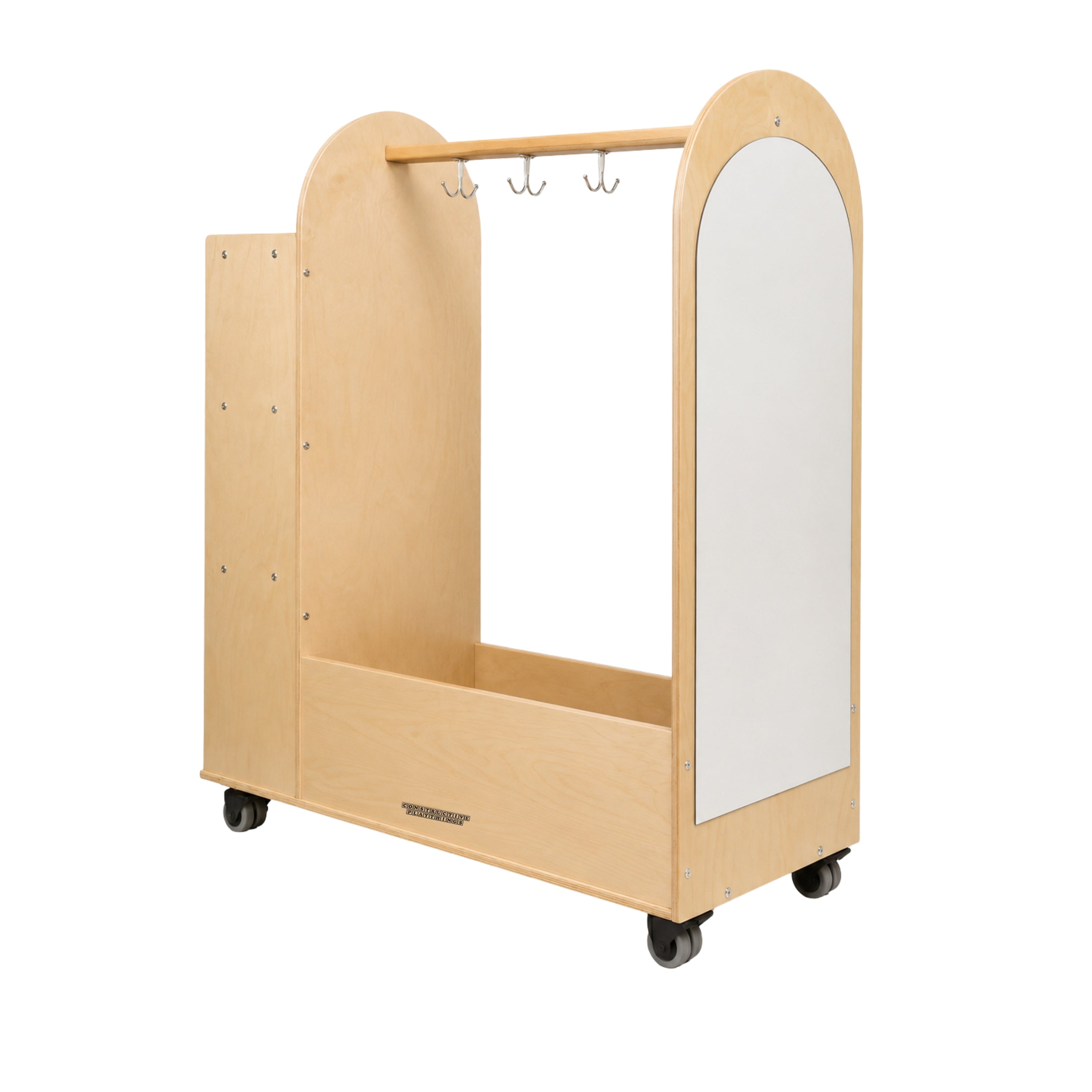 Rolling Dress Up Unit Storage Cart with Mirror and Hooks | For Kids' Clothes & Accessories