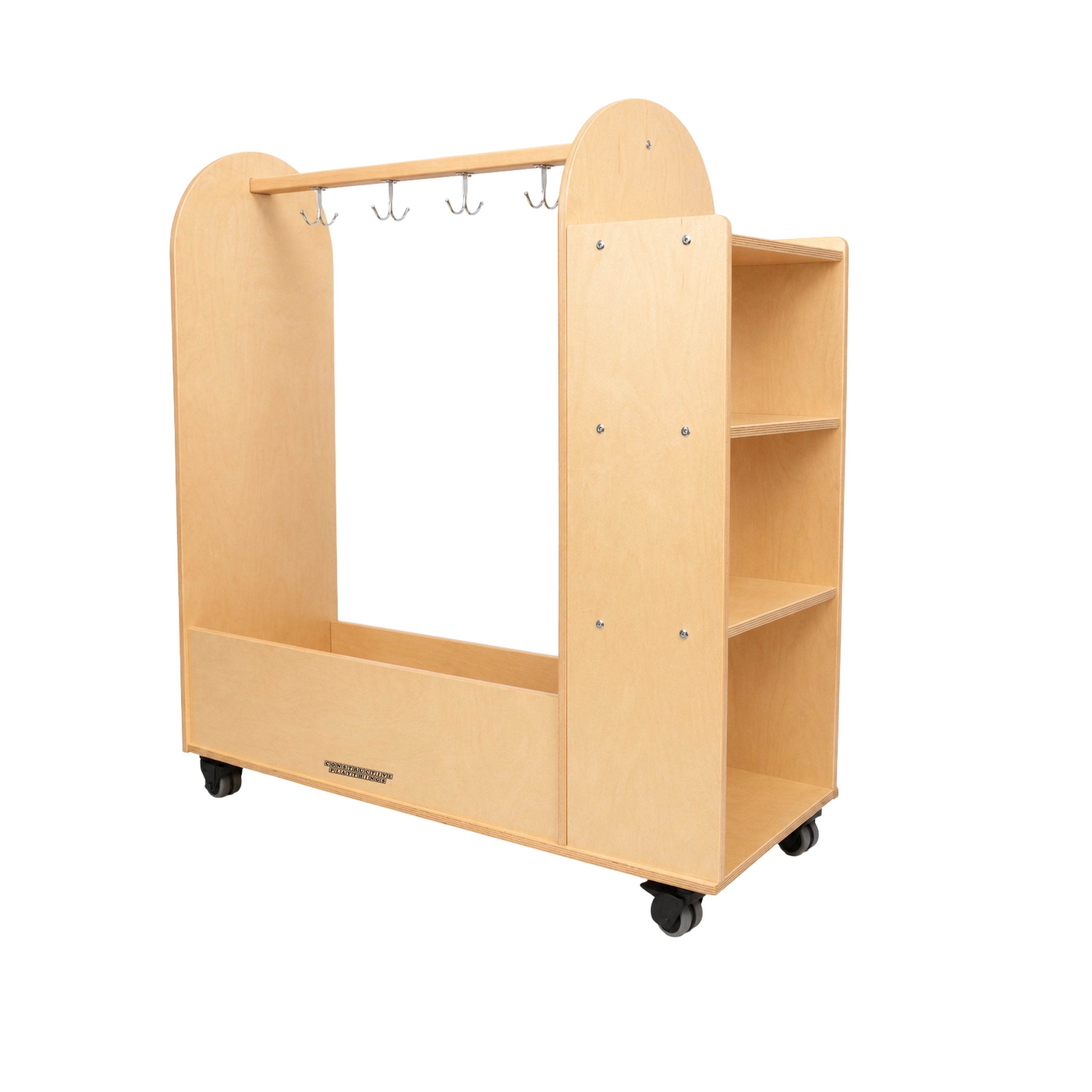 Rolling Dress Up Unit Storage Cart with Mirror and Hooks | For Kids' Clothes & Accessories