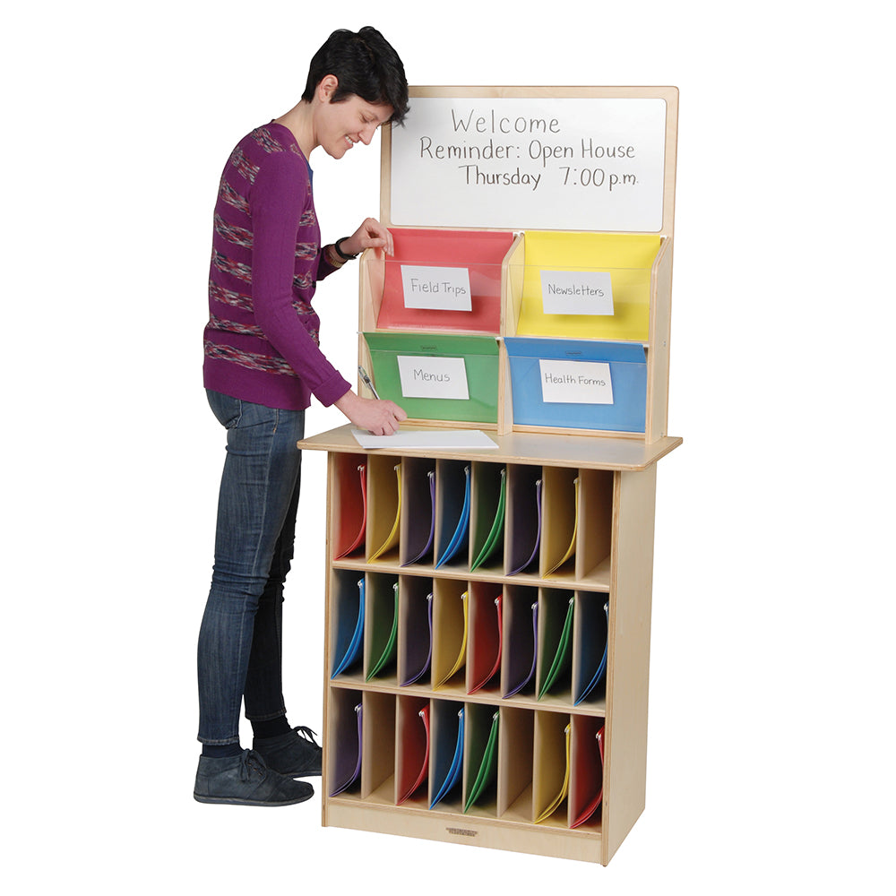 Birch Communications & Message Center with 24 Compartment Storage