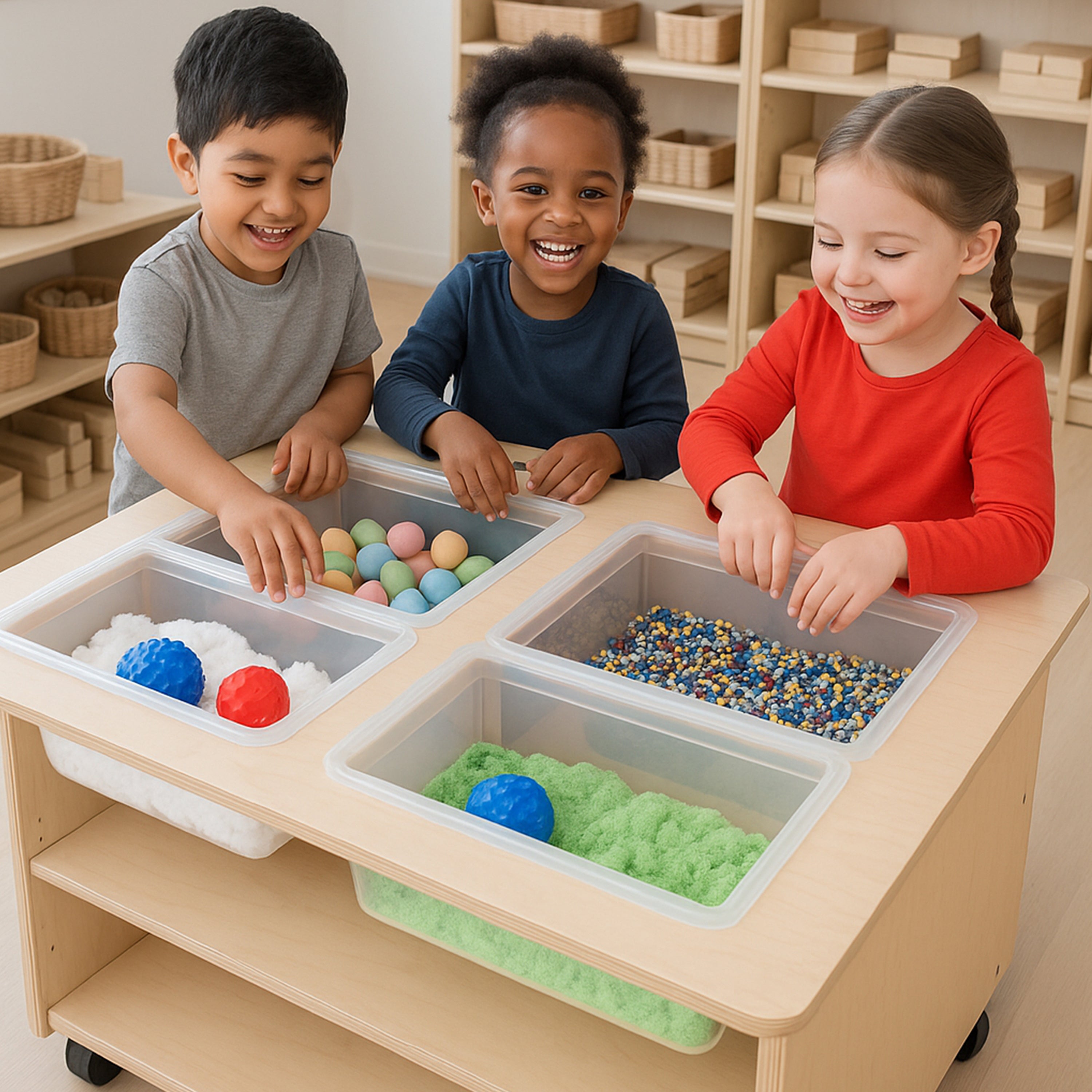 Mobile Sensory Table with Trays & Lids