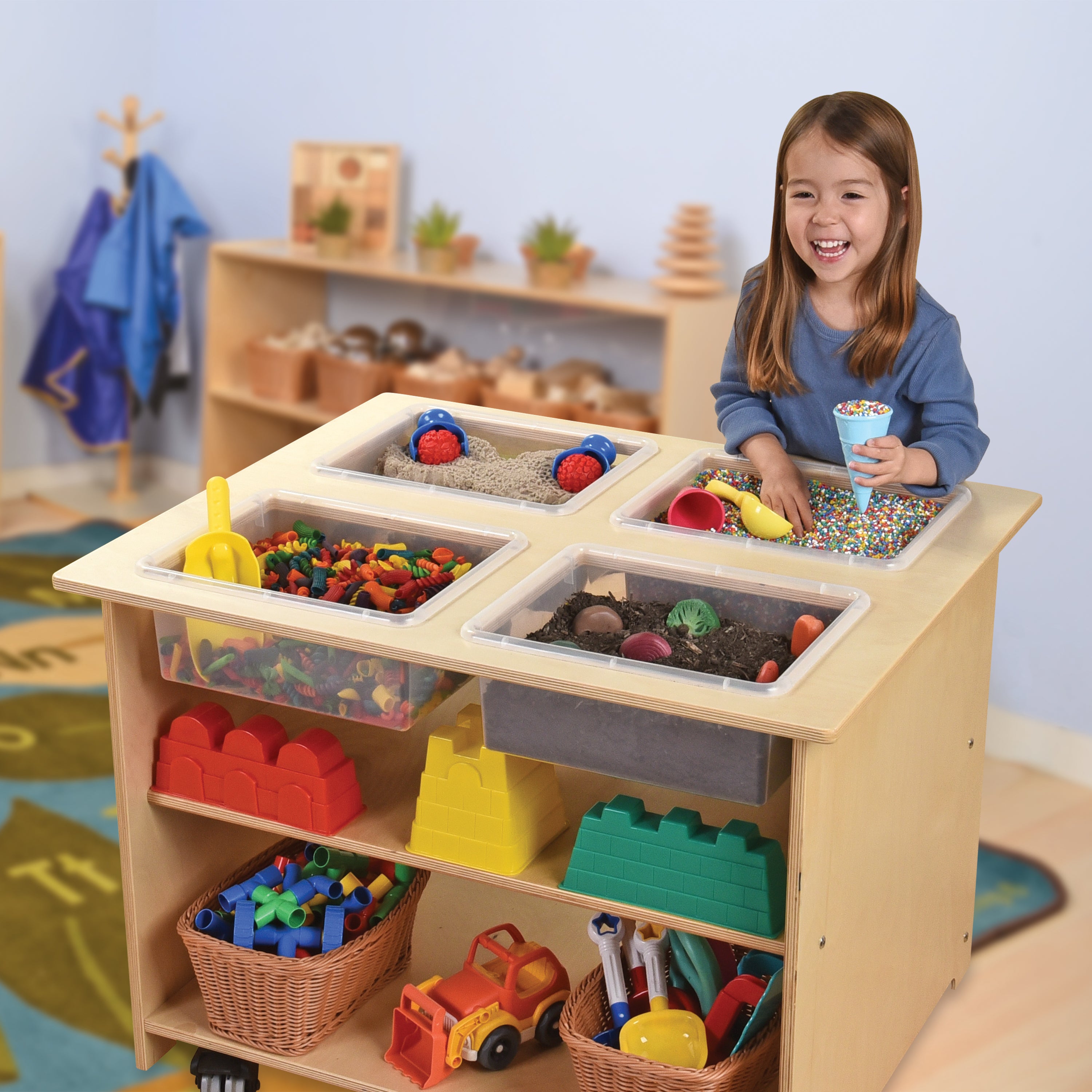Mobile Sensory Table with Trays & Lids