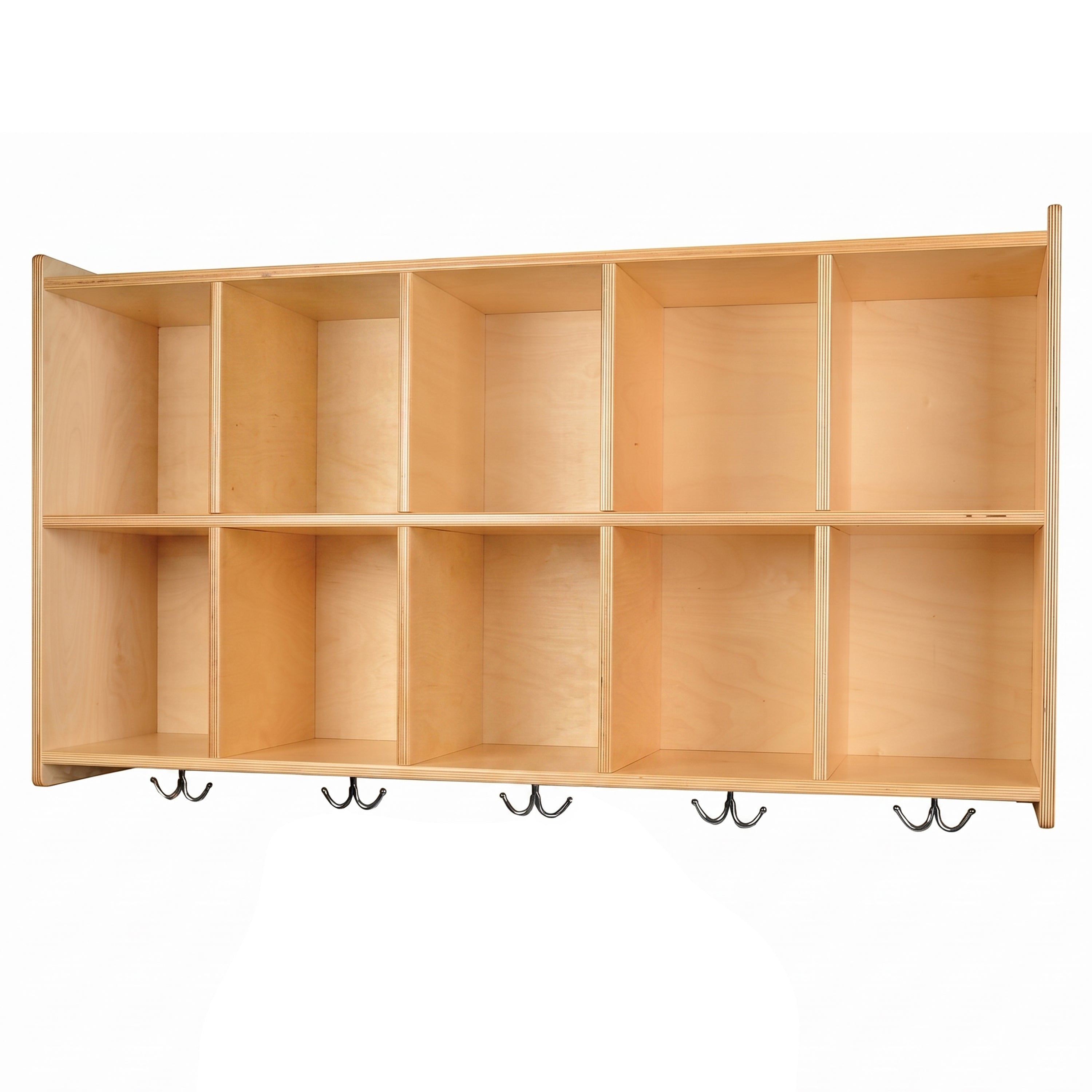 Eco-Friendly Wall Mount Cubbie Unit with Coat Hooks & Storage