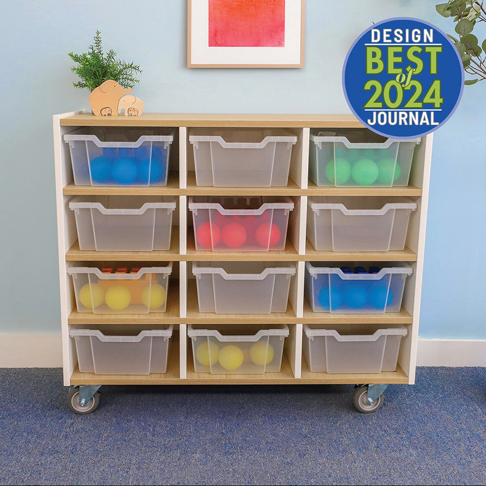 elevatED™ 12 Tray Mobile Cabinet | Modern Classroom Storage with Clear Trays and WB-1932DS