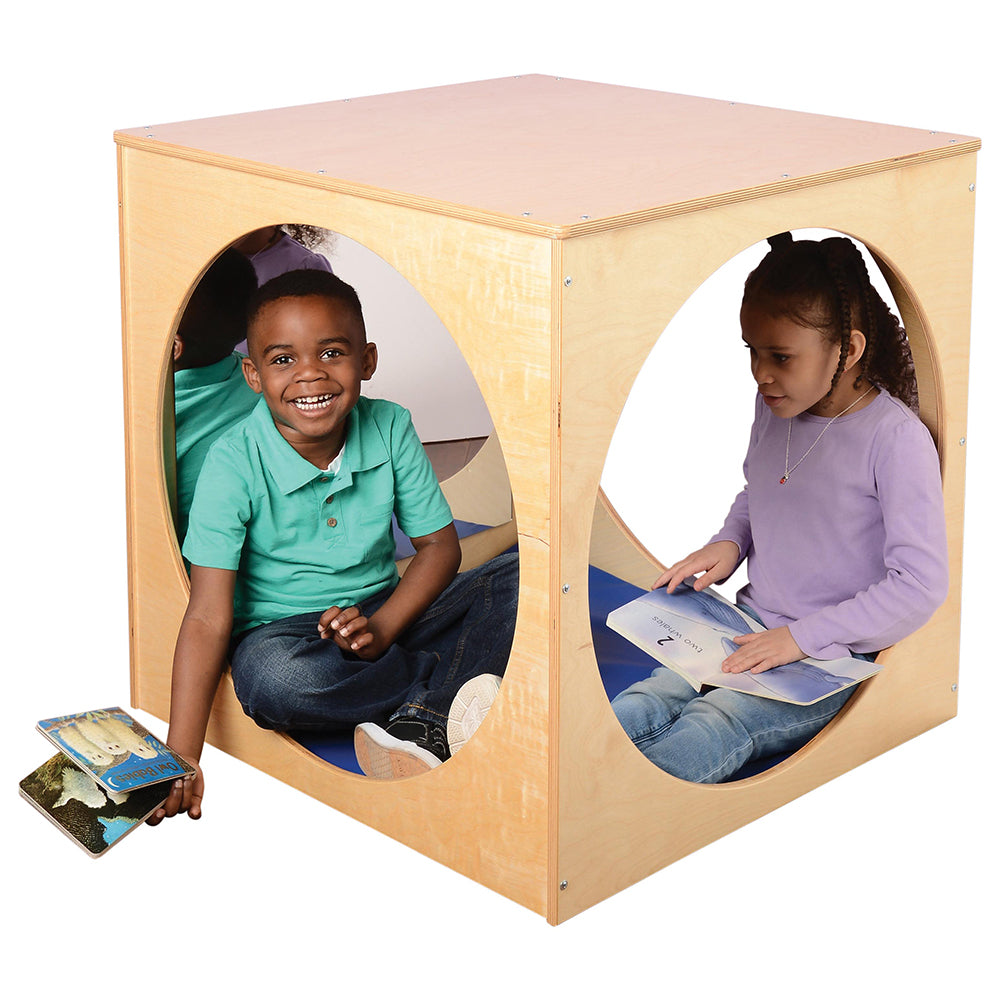 Two Kids Using Hide Away Cube with Portholes