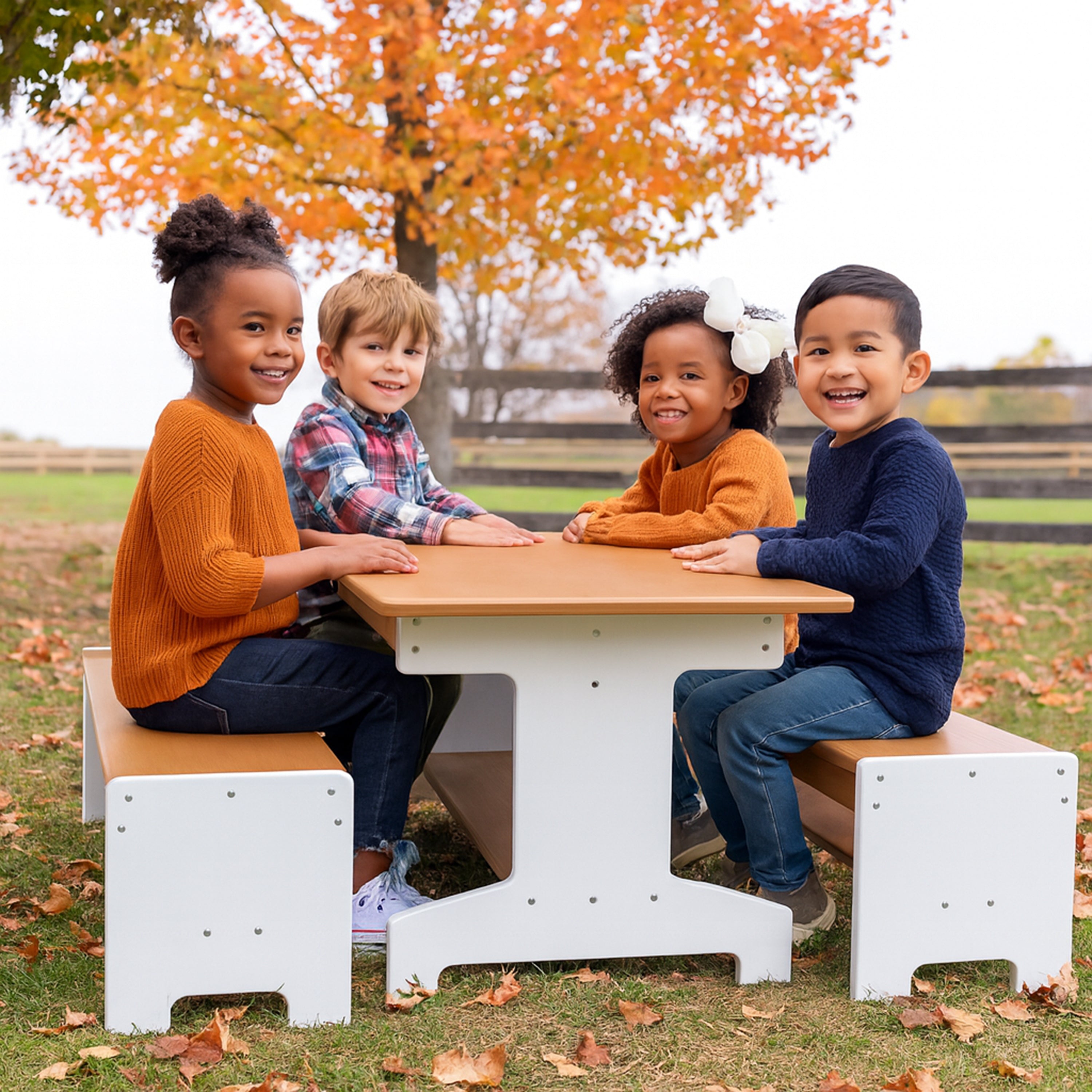 OutdoorED™ Table And Two Benches Set | Weather-Resistant Outdoor Classroom Seating & Activity Table