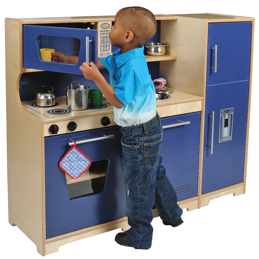 Pretending to Mircowave in Monaco Combo Toy Kitchen Playset