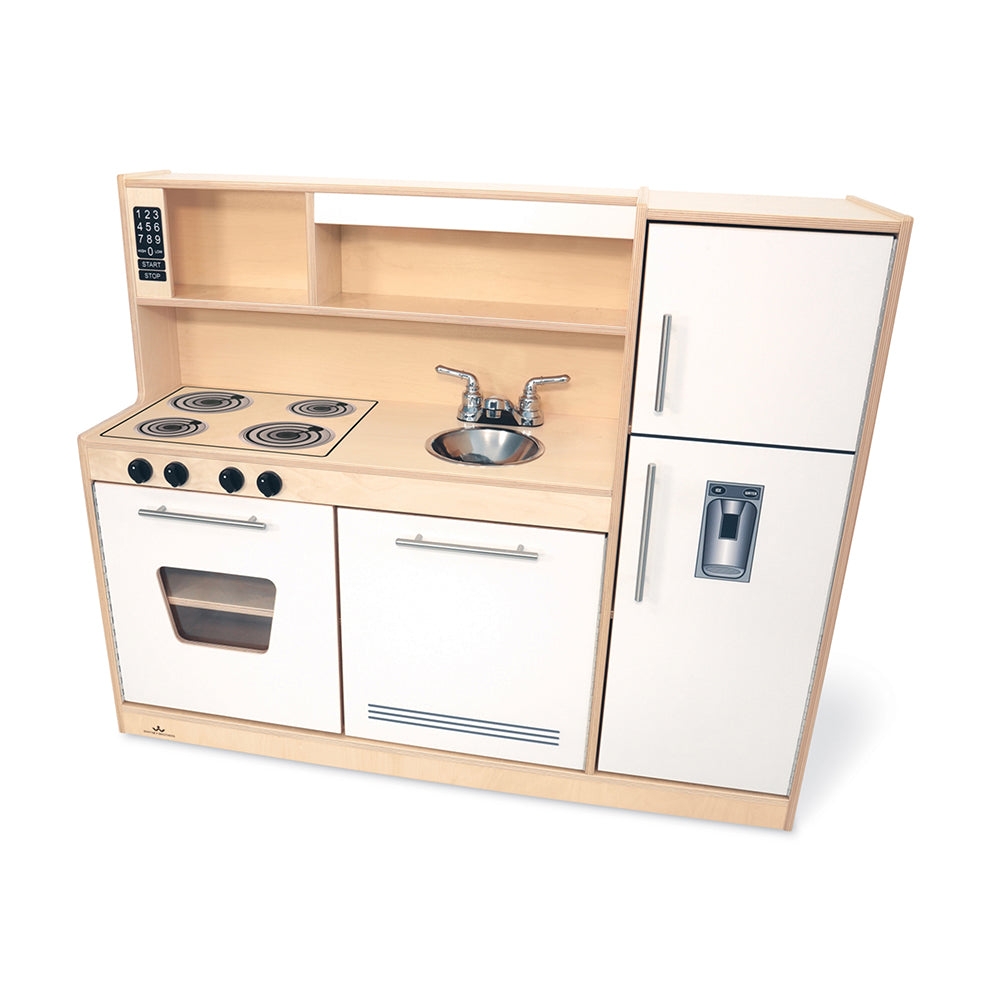 Contemporary White Combo Play Kitchen | All-in-One Pretend Kitchen Set
