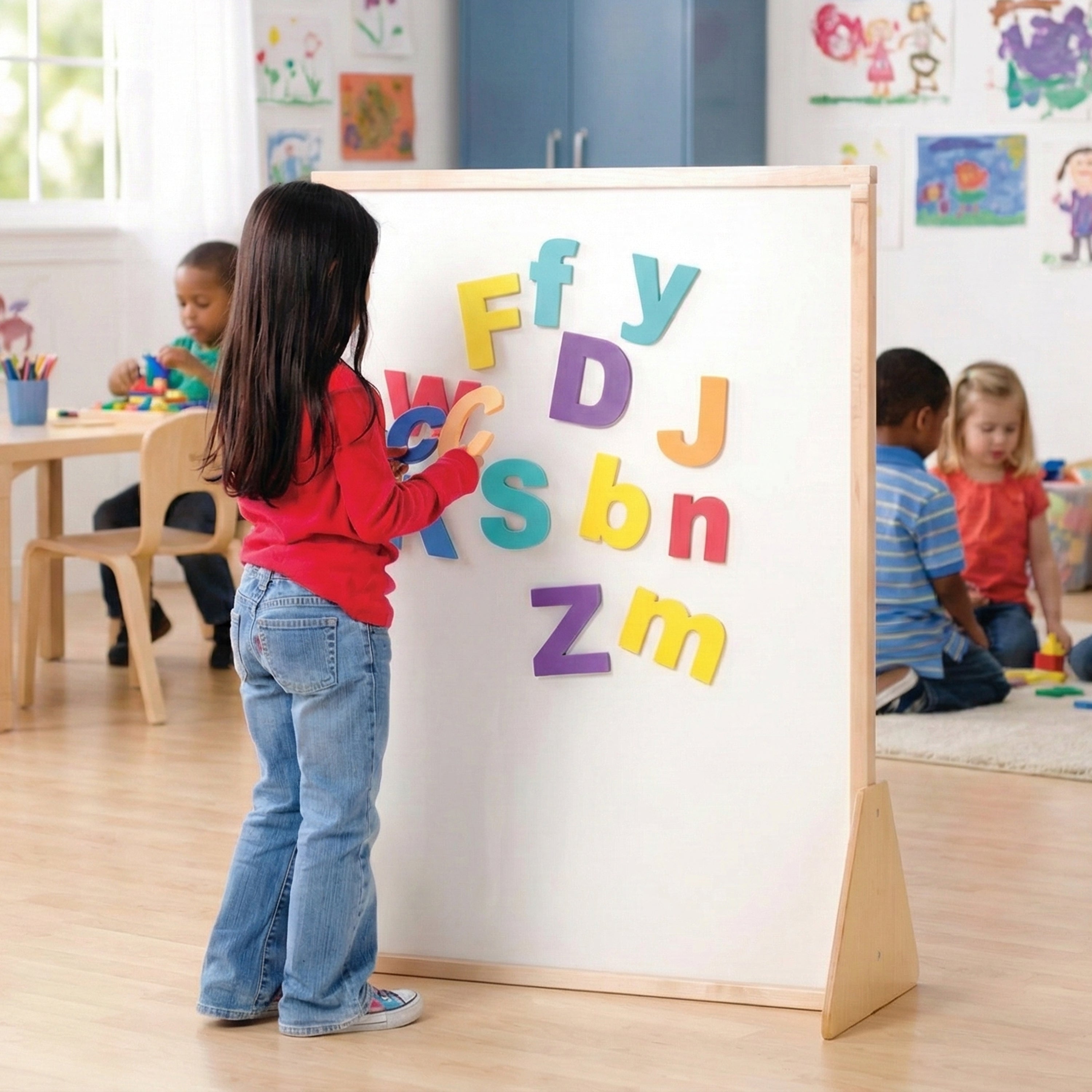 3-in-1 Magnetic STEM Easel | Double-Sided Dry-Erase & 3D Tile Building Surface
