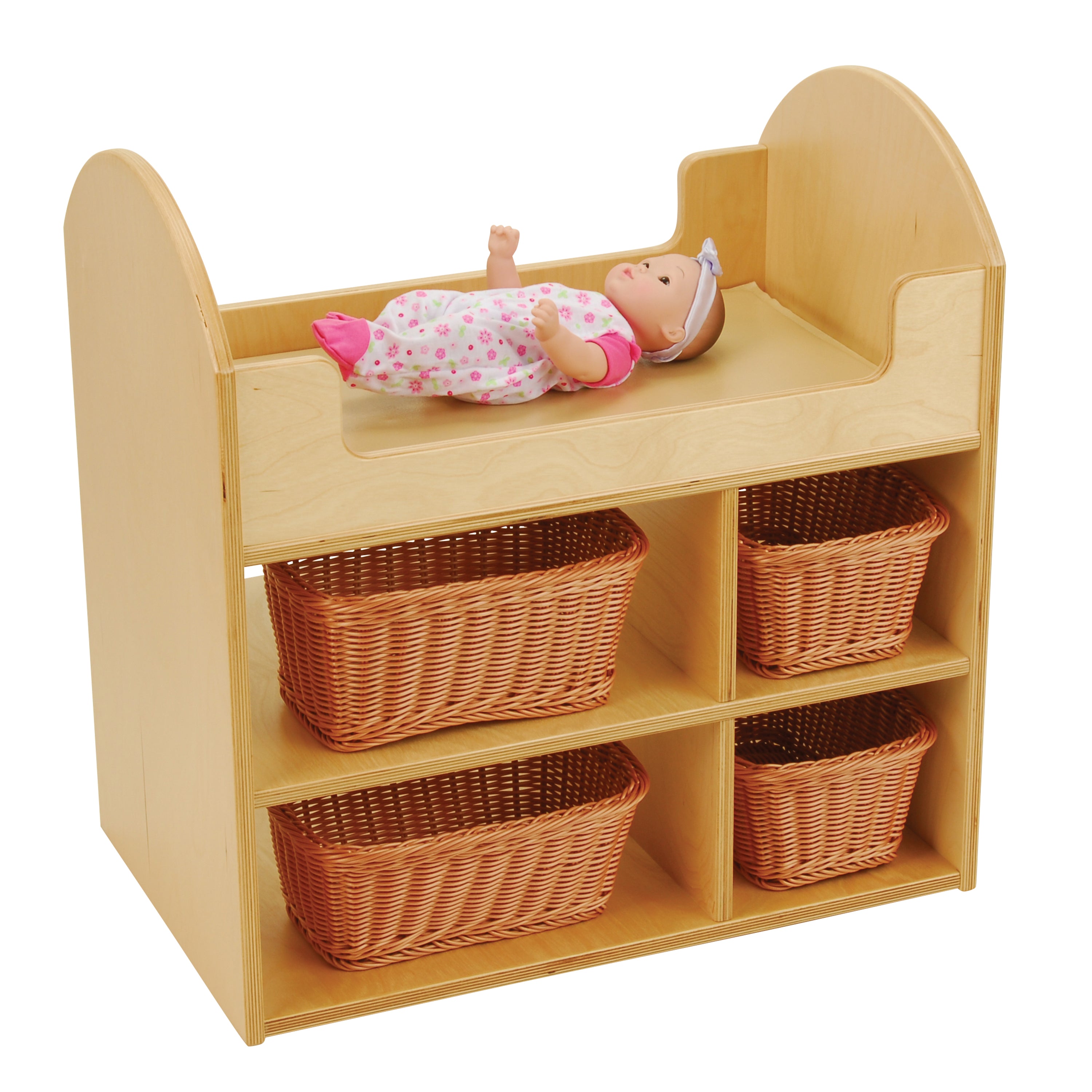 Eco-Friendly Doll Changing Table with Wicker Baskets