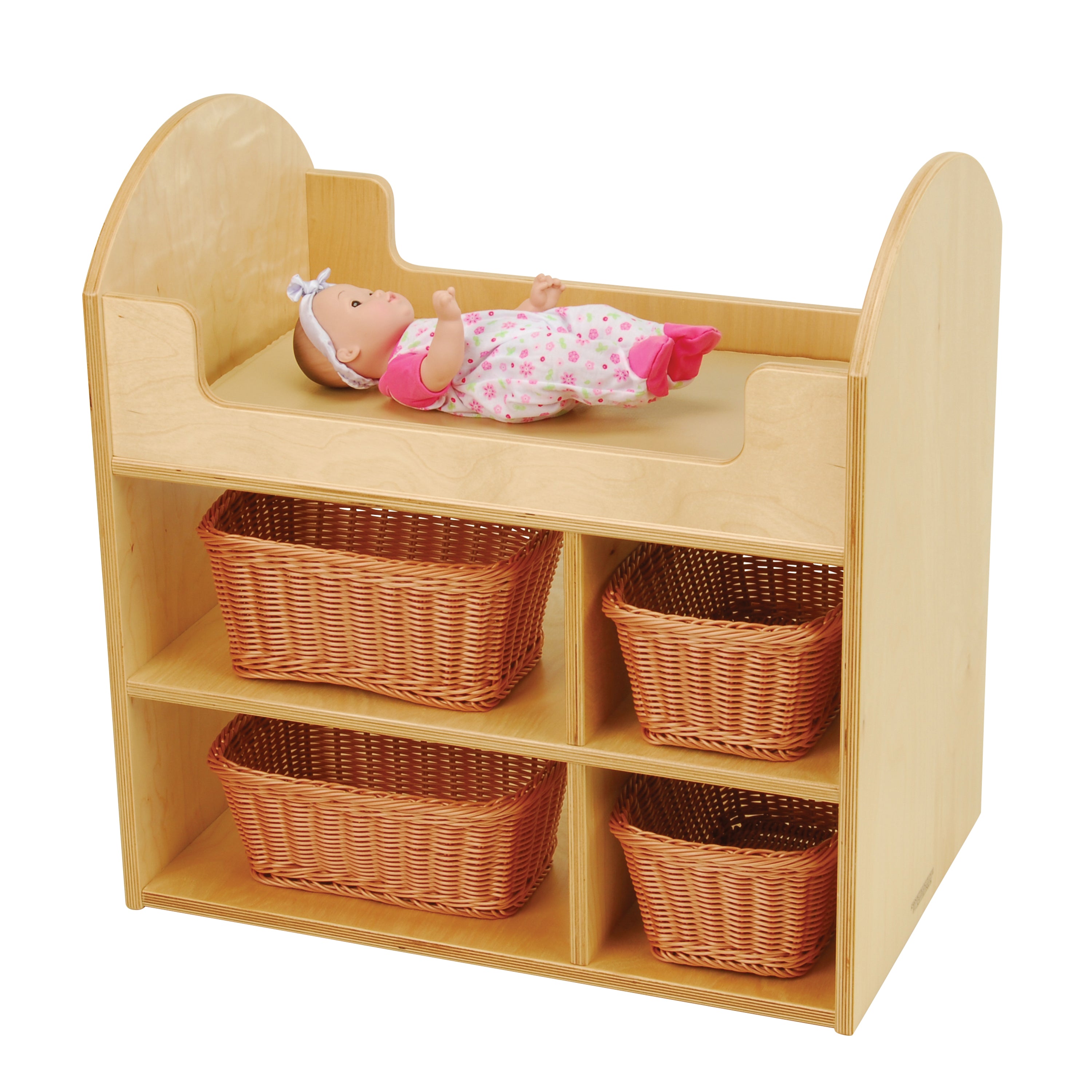 Eco-Friendly Doll Changing Table with Wicker Baskets
