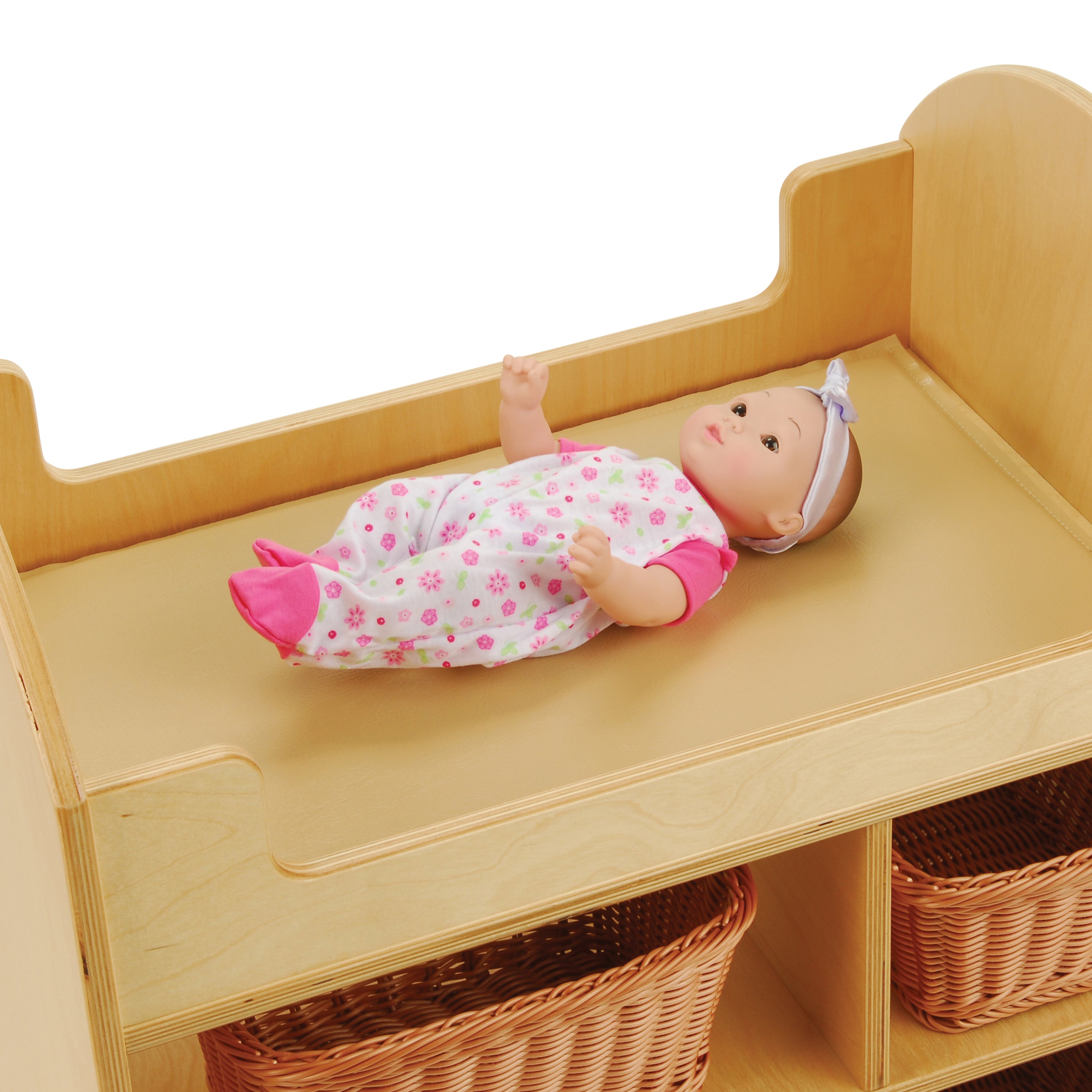 Eco-Friendly Doll Changing Table with Wicker Baskets
