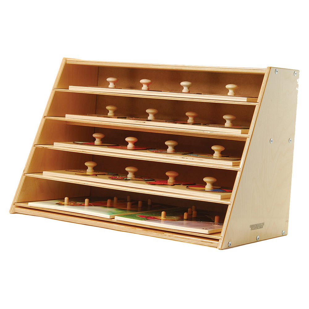 Multi-Level Puzzle Storage Station | Extra Wide Wooden Organizer for Puzzles