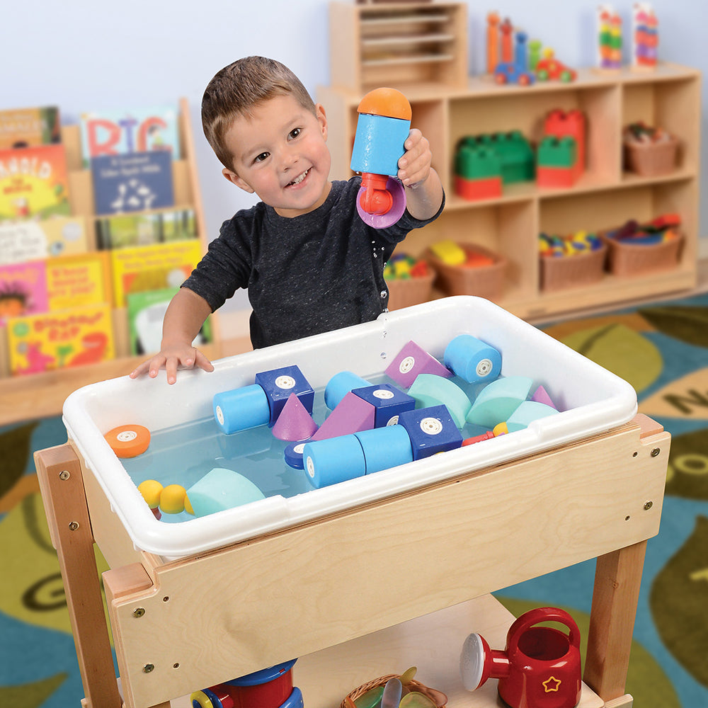 Toddler Having Fun with Toddler Sensory Water Table with Lid