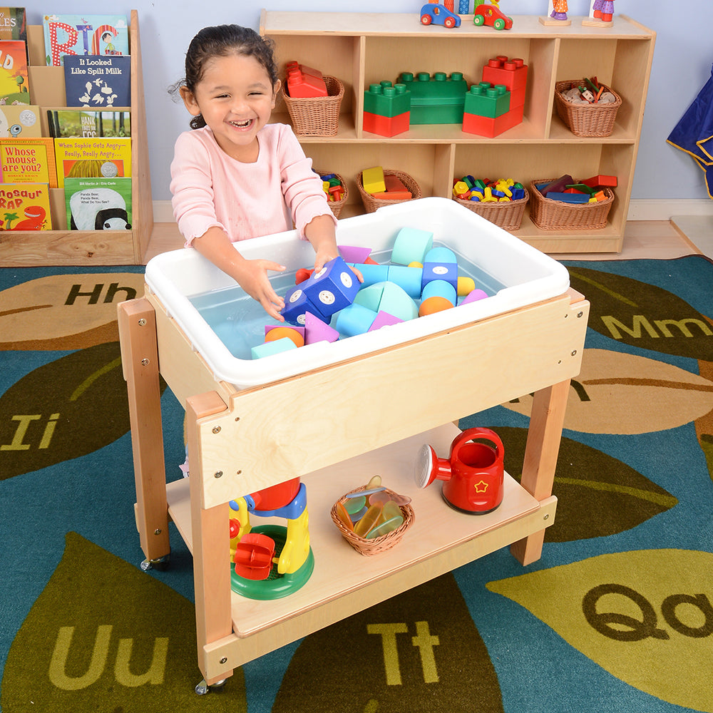 Kid Having with Toddler Sensory Sand & Water Table with Lid in the Classroom