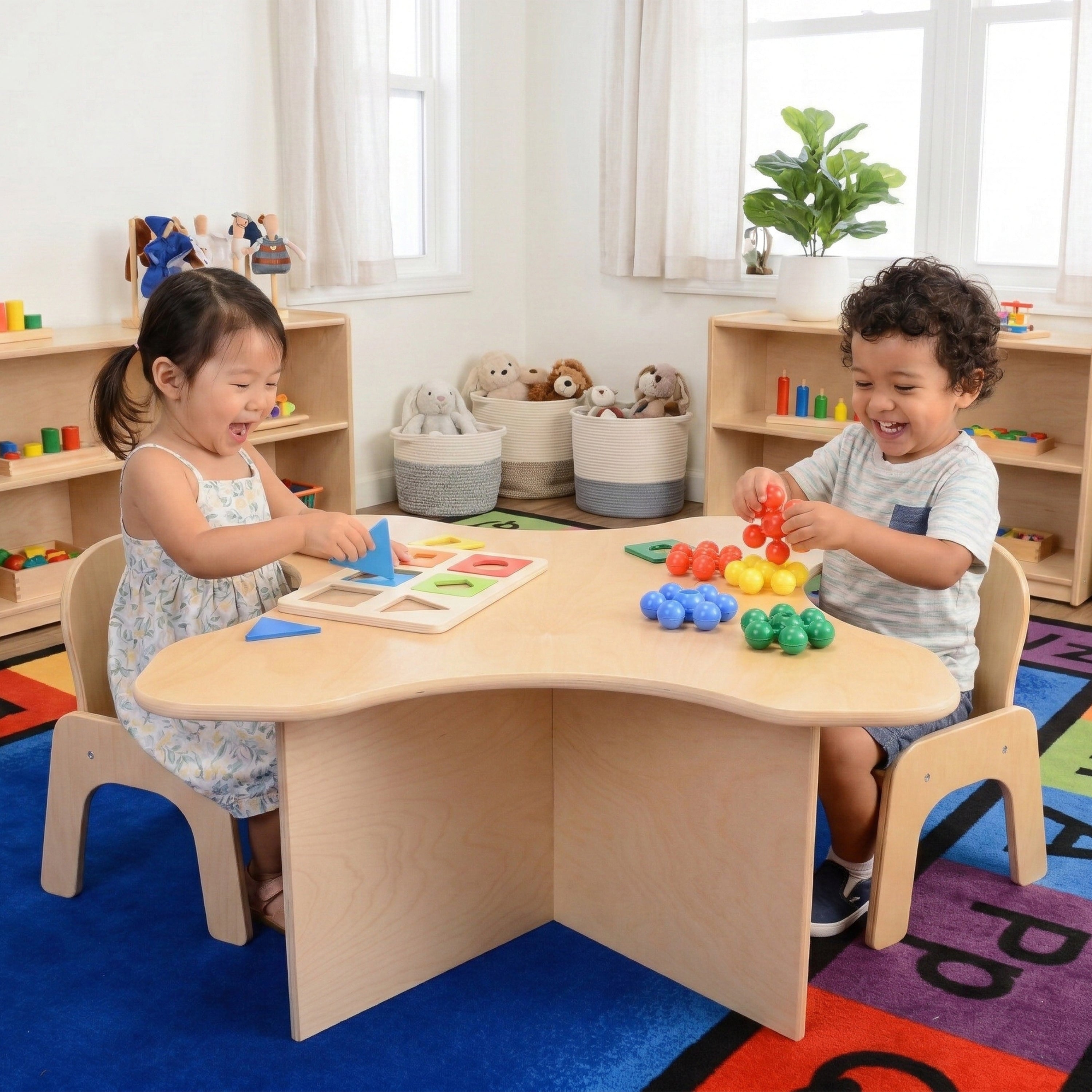 Toddler Transition Table with Durable Tuff-Gloss UV Finish | 15" H Wood Classroom Activity Table