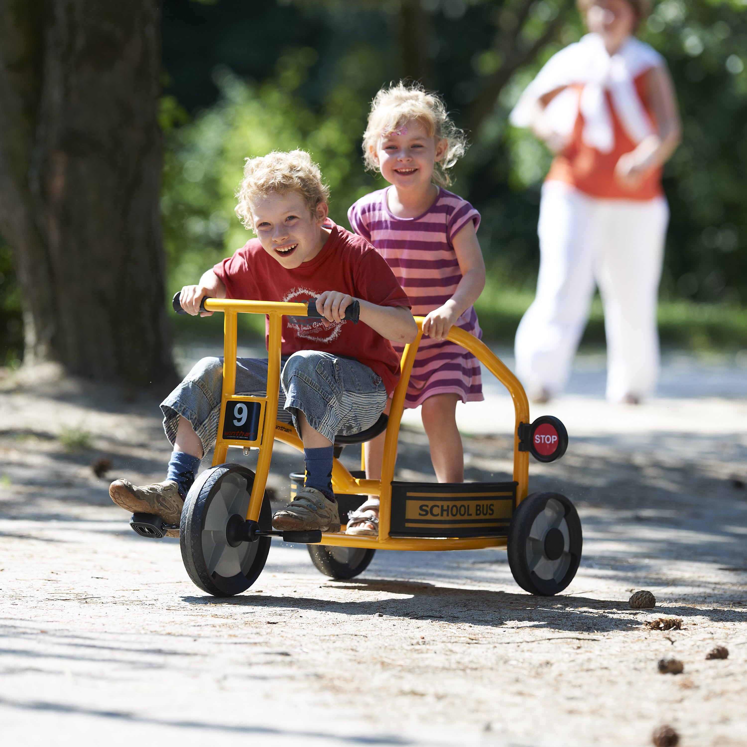 Carry-All School Bus Ride-On for Kids Ages 4-8 | Passenger Cargo