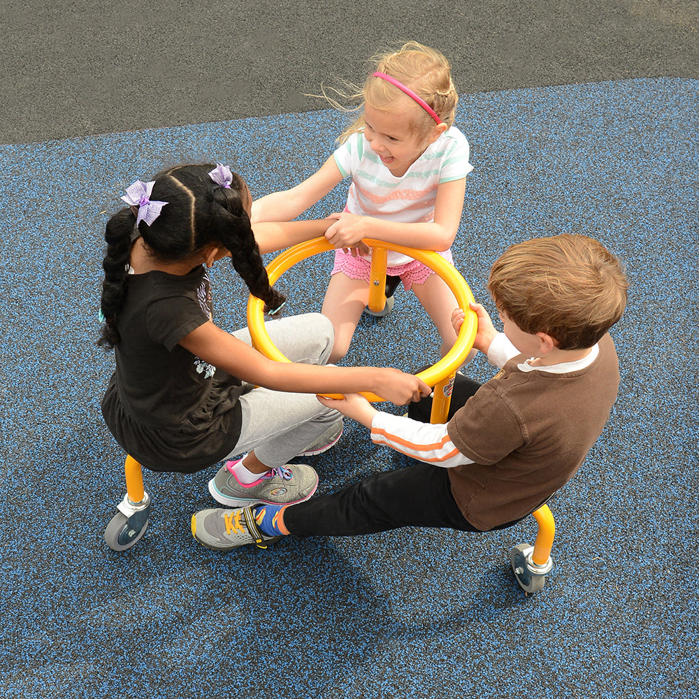 Three Kids Playing with Circle Bike