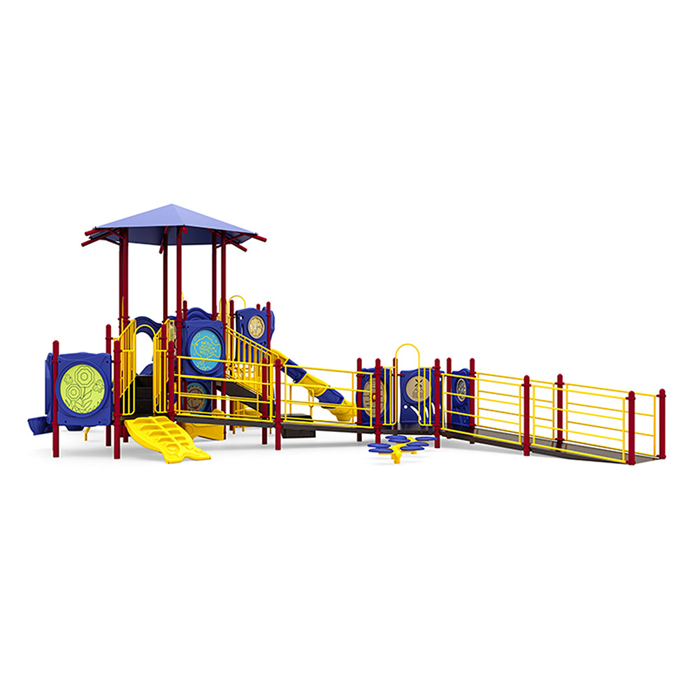Primary Colored Memphis Playground Structure with Inclusive Ramp