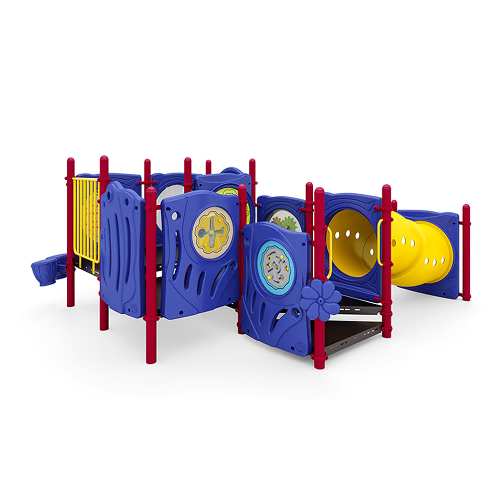 Backview of Primary Colored Infant Toddler Ashton (without roof) Playground Structure