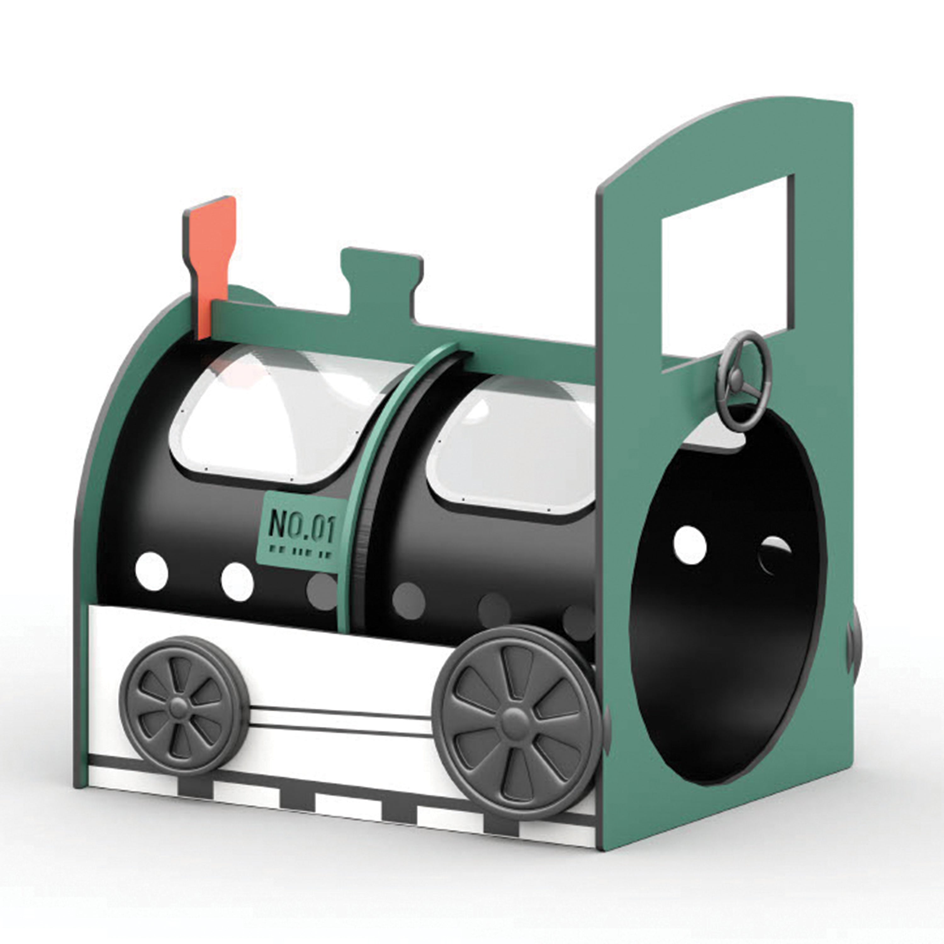 toy train playground tunnel on white background