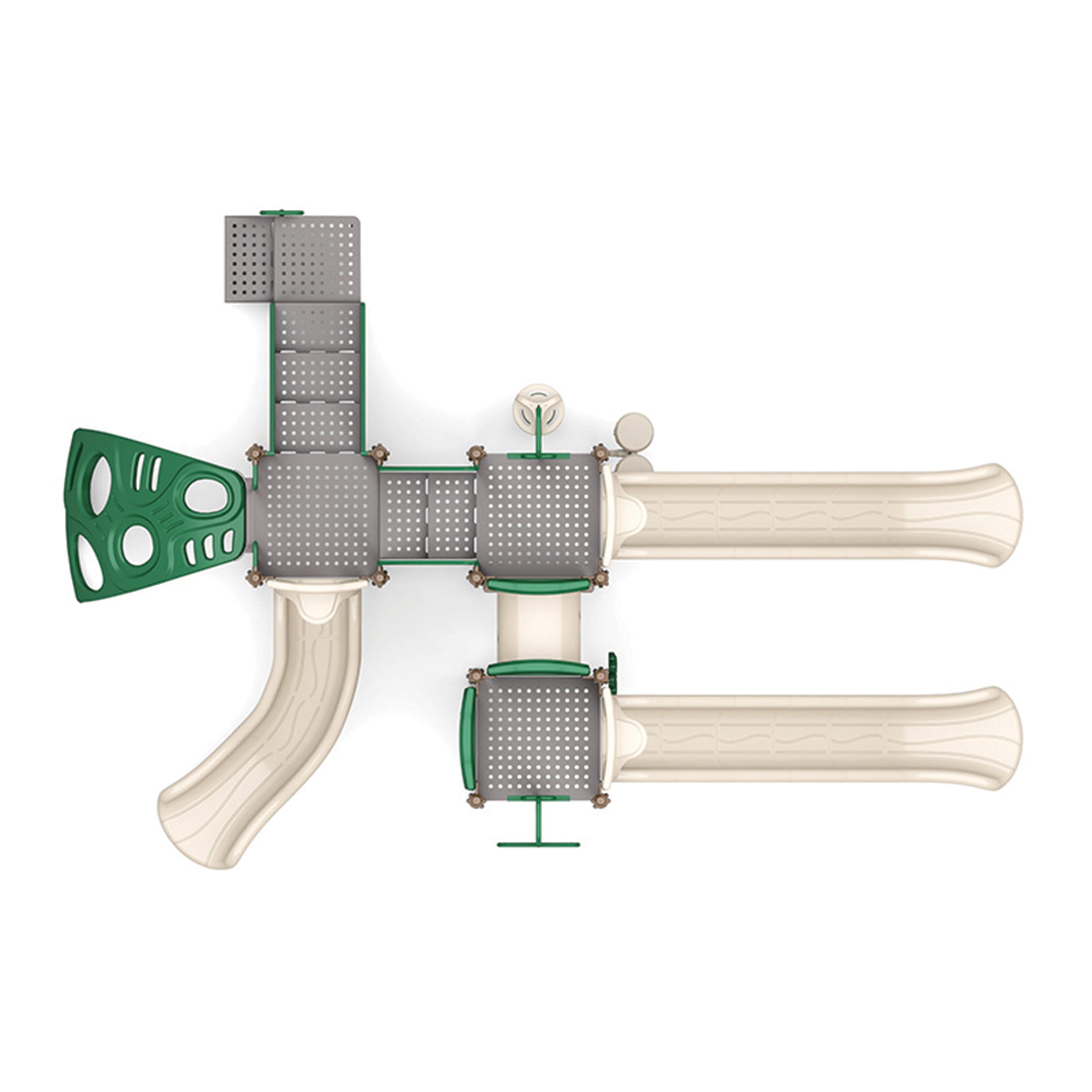 Top view of playground structure with a modular design on a white background