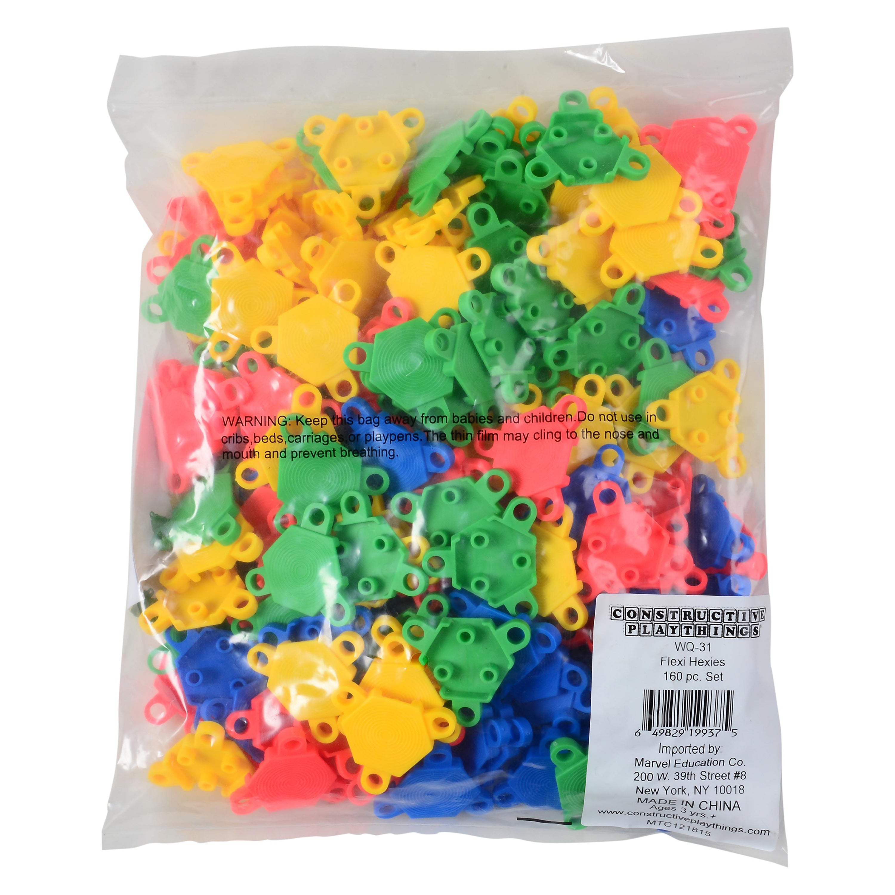 Flexi Hexis | 160-Piece Colorful Linking Hexagon Manipulatives for