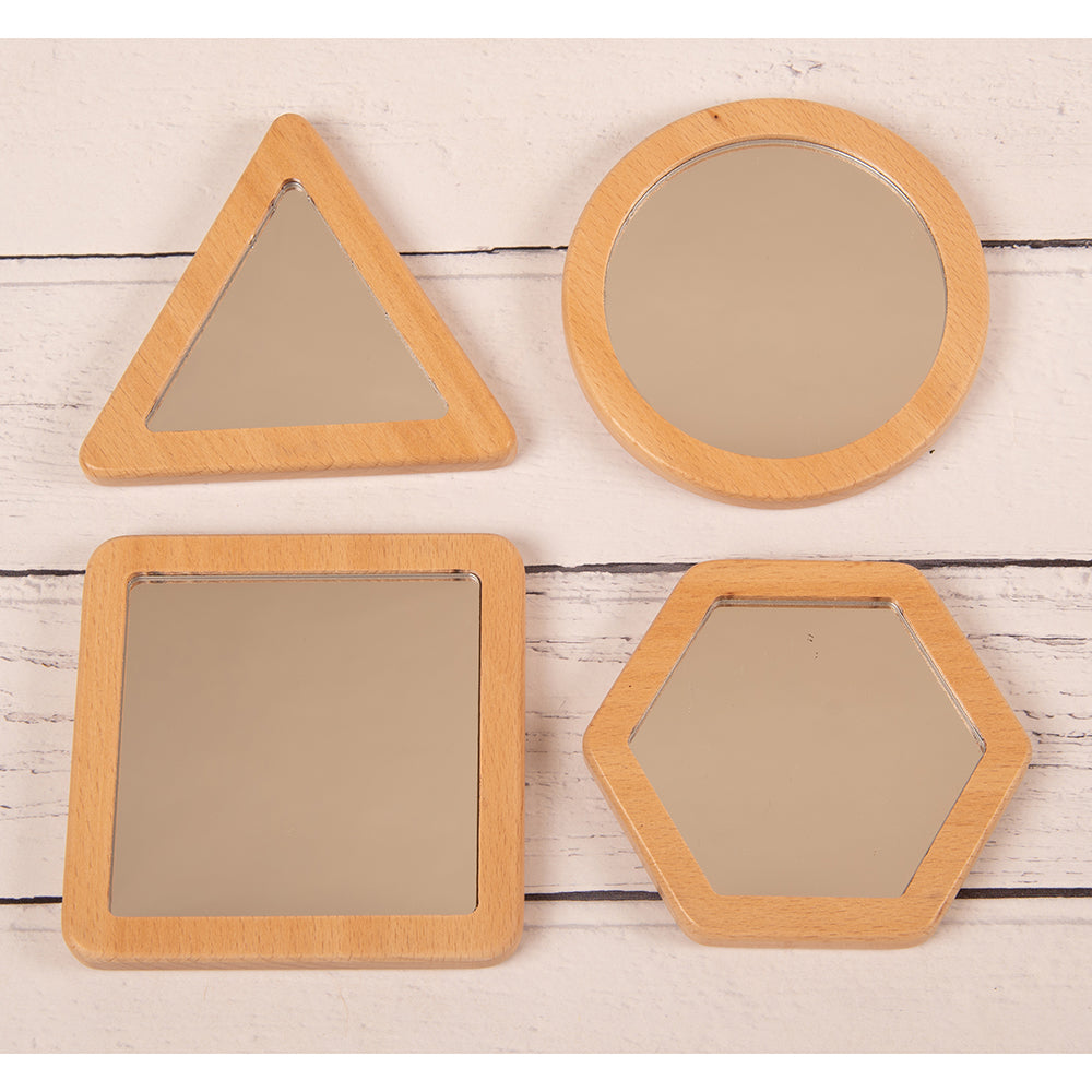 Little Looking Shape Mirrors | Wooden Toddler-Safe Mirror Set for Early Learning YD-0321