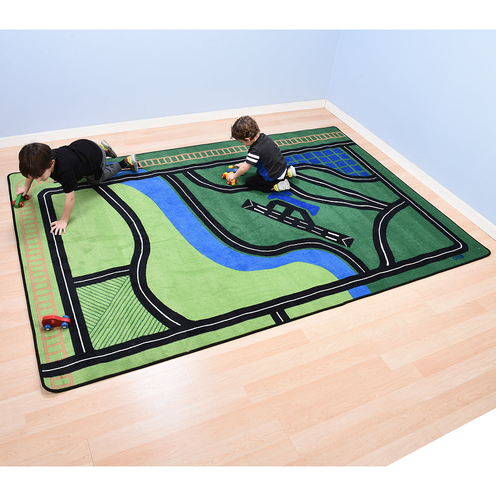 Carpet for Kids® Transportation Rug, 6' x 9' Size - Rectangle