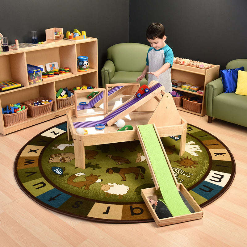 Earthtone Animals Alphabet Rug | 6' Round, Stain-Resistant & Durable ...