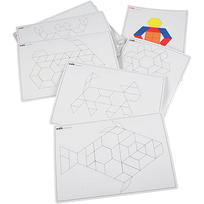 Constructive Pattern Blocks Wood Pattern Blocks w/Activity Cards -Learning Activity