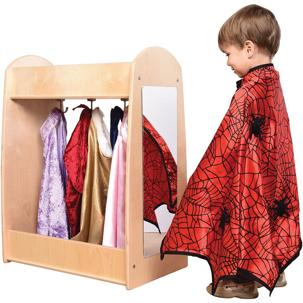 Toddler Dress-Up Station | Hardwood Pretend Play Closet with Mirror, Hooks & She KDK-21