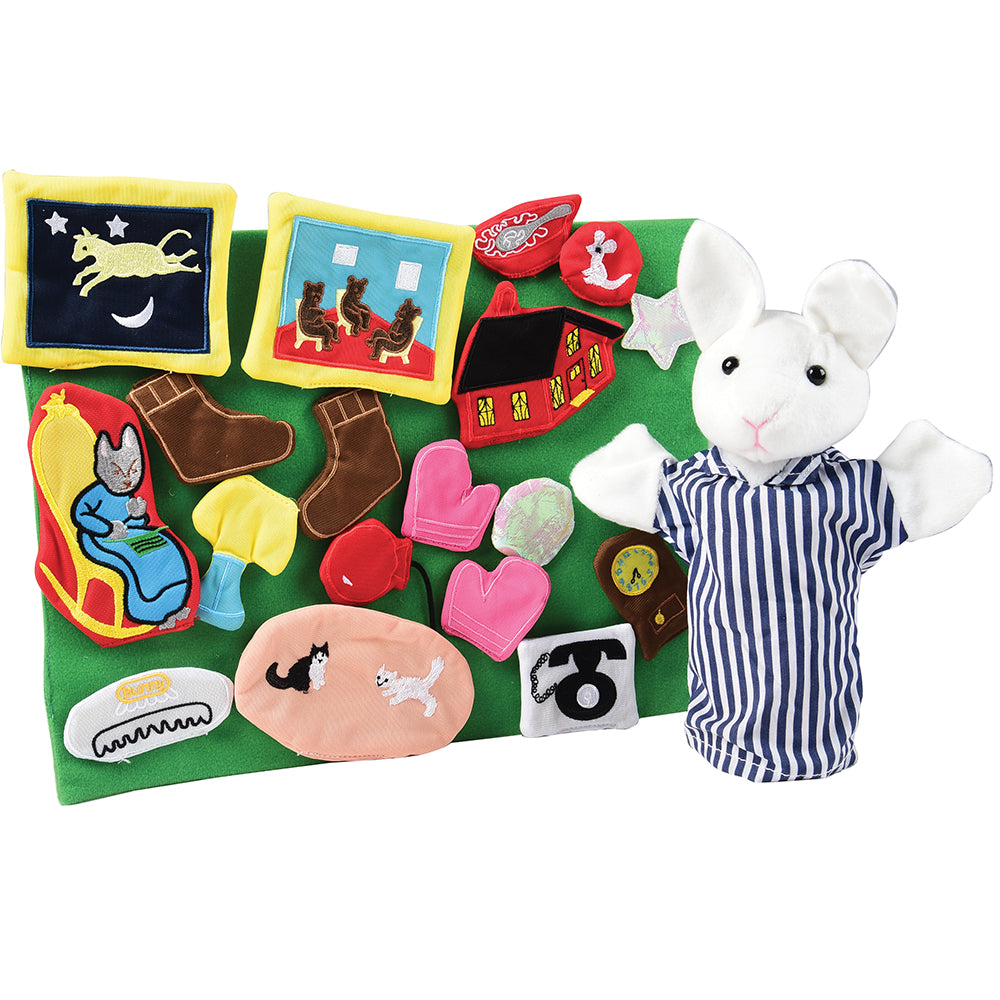 Goodnight Moon Puppet & Props Set | 20 Pc. White Bunny Puppet, Fabric Props & Gr MTC-15